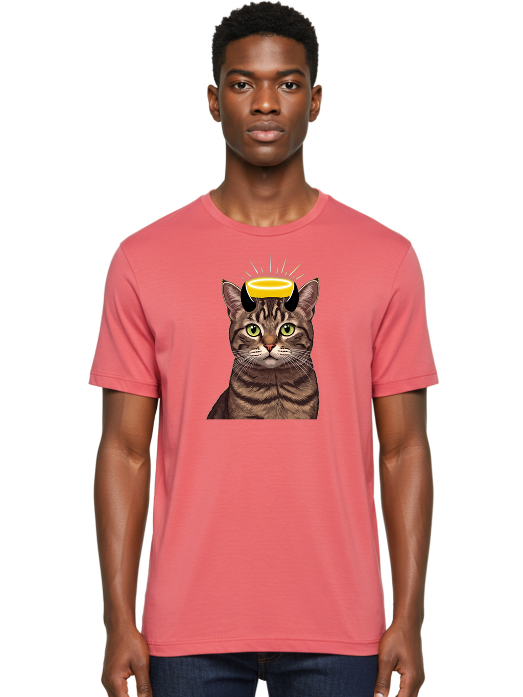 Cat-With-Halo Men'S Graphic Tee, 100% Cotton, Comfortable Casual Summer Wear, Machine Washable, Vintage Camera, Old Camera, Antique Camera, Black Camera, Classic Photography, Photography Equipment, Nostalgic Device, Film Camera, Camera Art Bao207