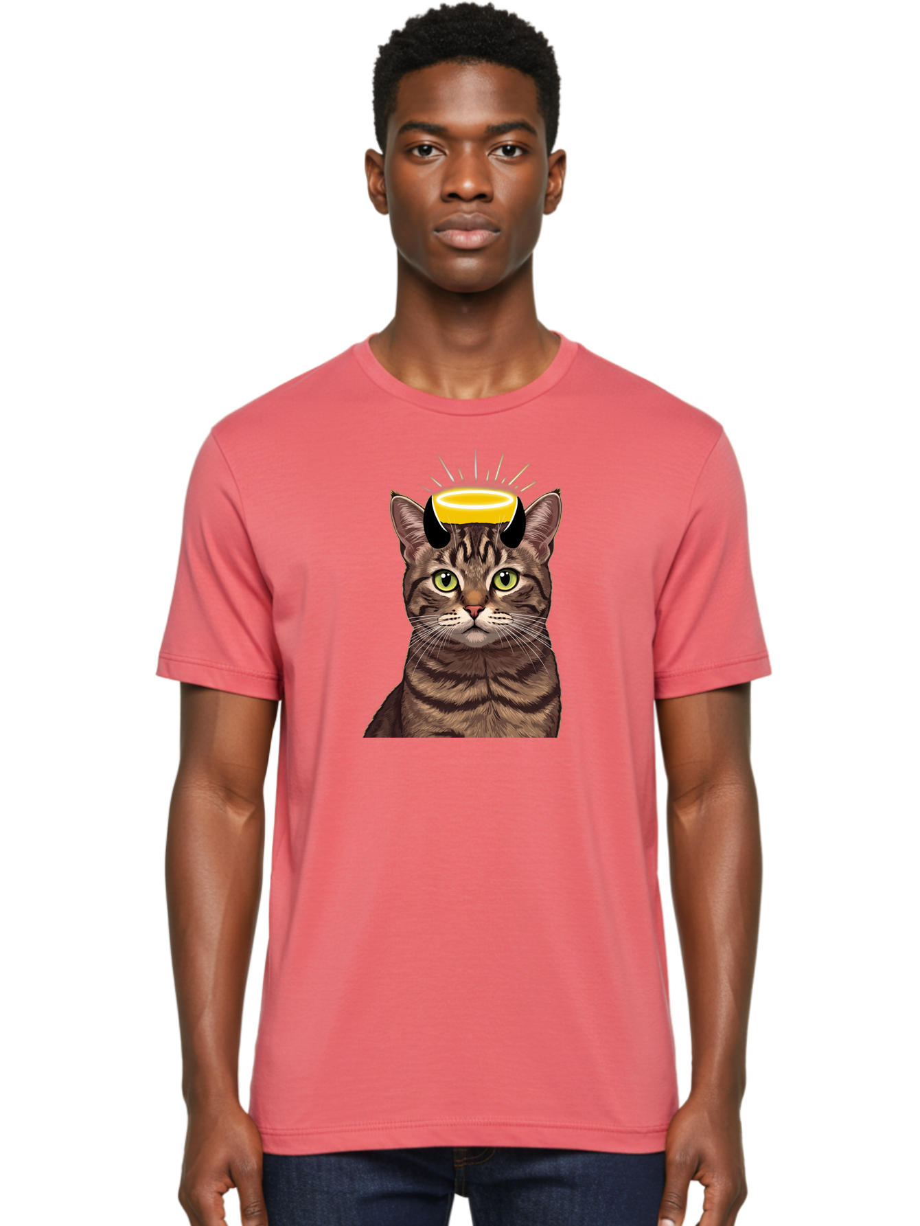 Cat-With-Halo Men'S Graphic Tee, 100% Cotton, Comfortable Casual Summer Wear, Machine Washable, Vintage Camera, Old Camera, Antique Camera, Black Camera, Classic Photography, Photography Equipment, Nostalgic Device, Film Camera, Camera Art Bao207