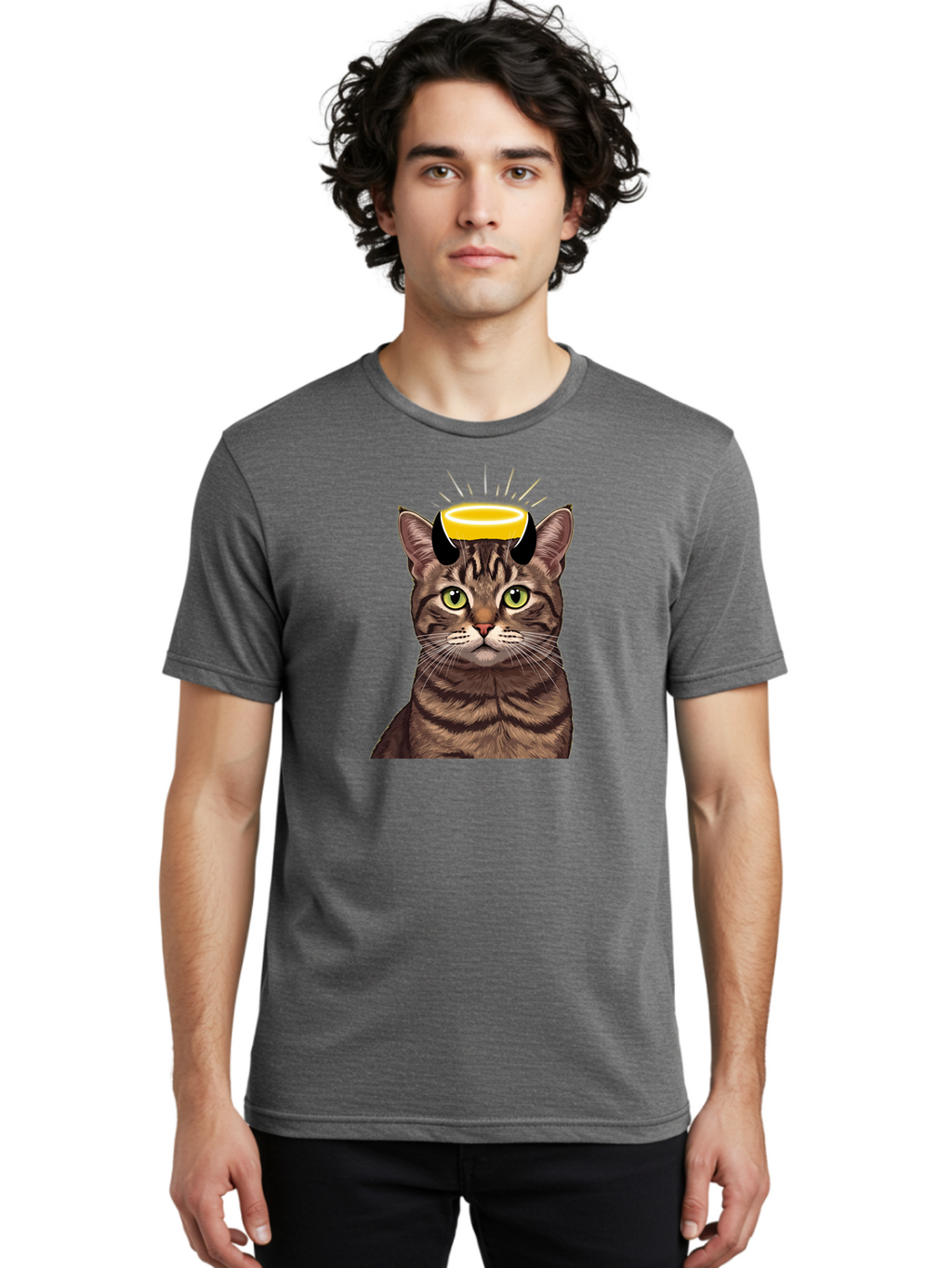 Cat-With-Halo Men'S Graphic Tee, 100% Cotton, Comfortable Casual Summer Wear, Machine Washable, Vintage Camera, Old Camera, Antique Camera, Black Camera, Classic Photography, Photography Equipment, Nostalgic Device, Film Camera, Camera Art Bao207