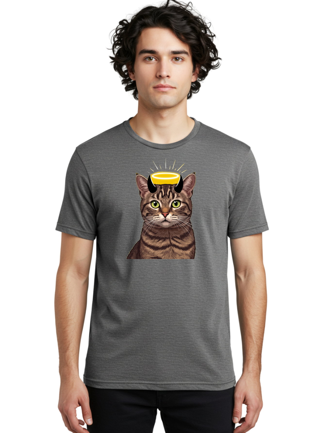 Cat-With-Halo Men'S Graphic Tee, 100% Cotton, Comfortable Casual Summer Wear, Machine Washable, Vintage Camera, Old Camera, Antique Camera, Black Camera, Classic Photography, Photography Equipment, Nostalgic Device, Film Camera, Camera Art Bao207