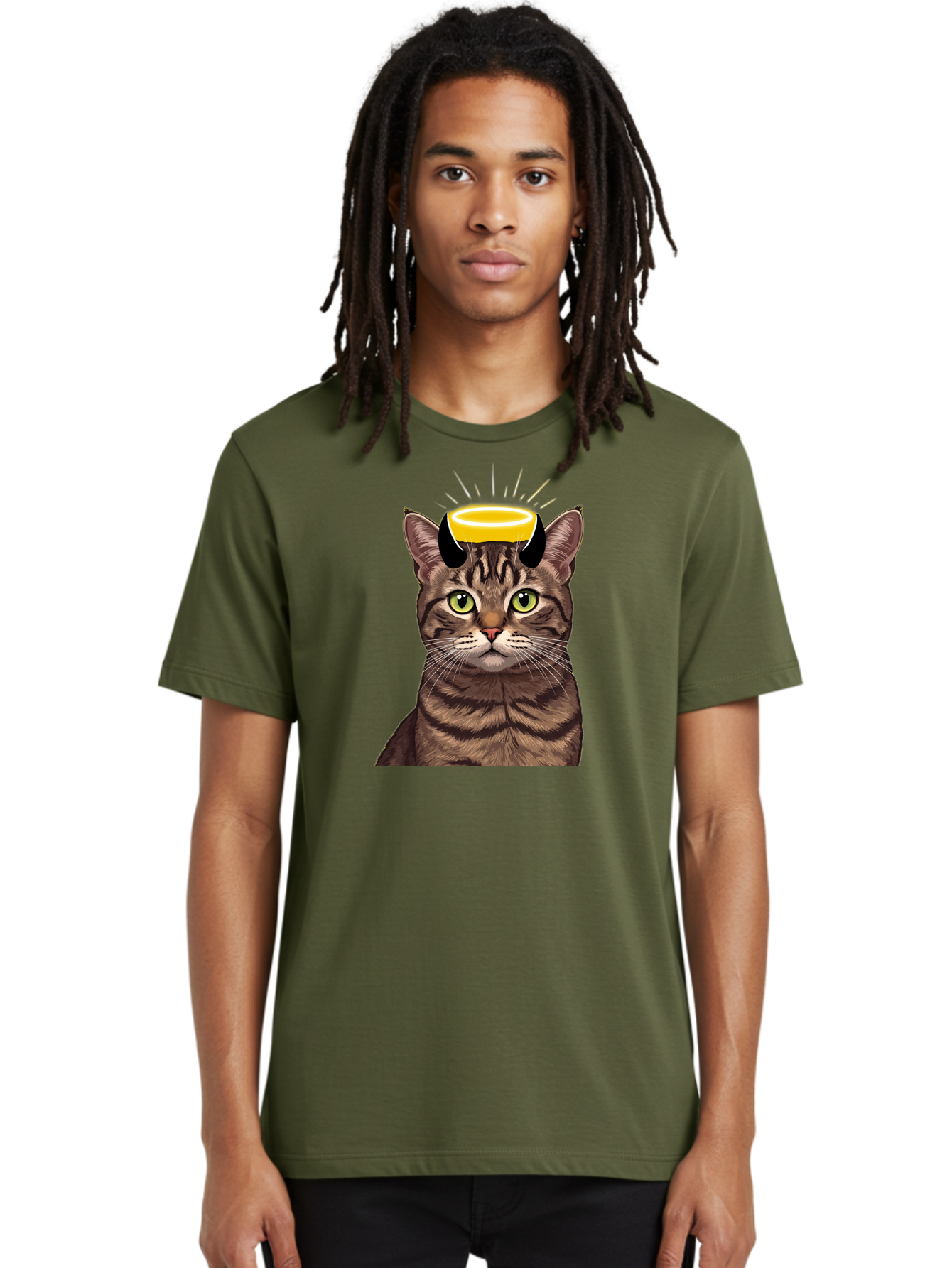 Cat-With-Halo Men'S Graphic Tee, 100% Cotton, Comfortable Casual Summer Wear, Machine Washable, Vintage Camera, Old Camera, Antique Camera, Black Camera, Classic Photography, Photography Equipment, Nostalgic Device, Film Camera, Camera Art Bao207