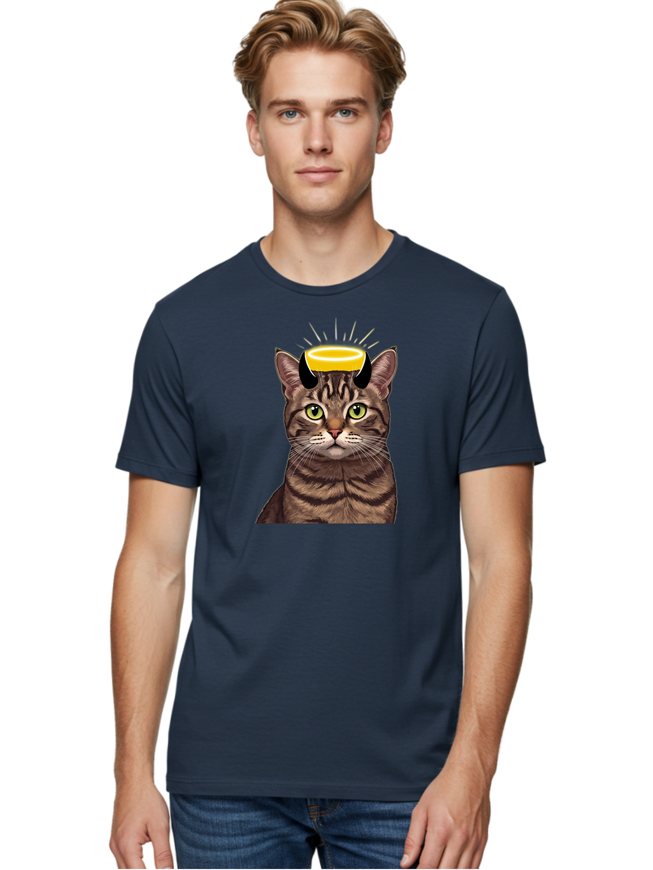 Cat-With-Halo Men'S Graphic Tee, 100% Cotton, Comfortable Casual Summer Wear, Machine Washable, Vintage Camera, Old Camera, Antique Camera, Black Camera, Classic Photography, Photography Equipment, Nostalgic Device, Film Camera, Camera Art Bao207