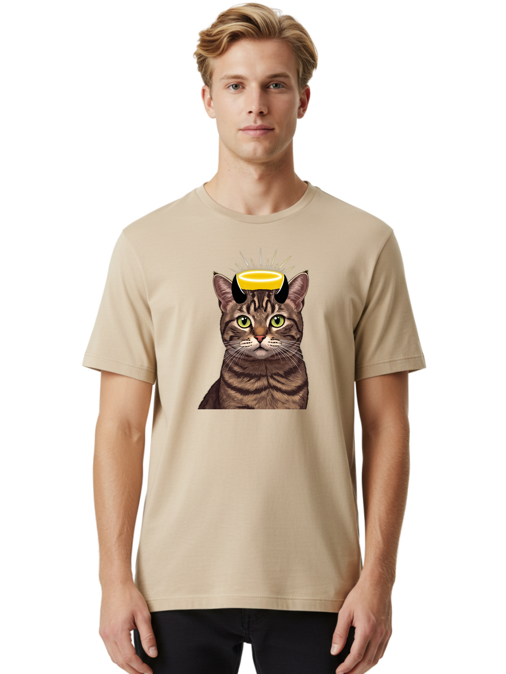 Cat-With-Halo Men'S Graphic Tee, 100% Cotton, Comfortable Casual Summer Wear, Machine Washable, Vintage Camera, Old Camera, Antique Camera, Black Camera, Classic Photography, Photography Equipment, Nostalgic Device, Film Camera, Camera Art Bao207