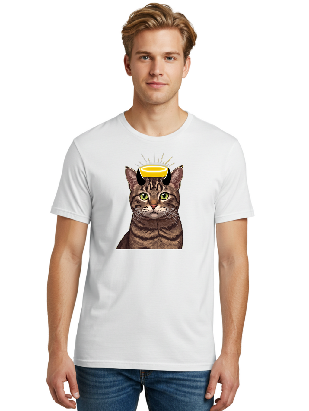 Cat-With-Halo Men'S Graphic Tee, 100% Cotton, Comfortable Casual Summer Wear, Machine Washable, Vintage Camera, Old Camera, Antique Camera, Black Camera, Classic Photography, Photography Equipment, Nostalgic Device, Film Camera, Camera Art Bao207
