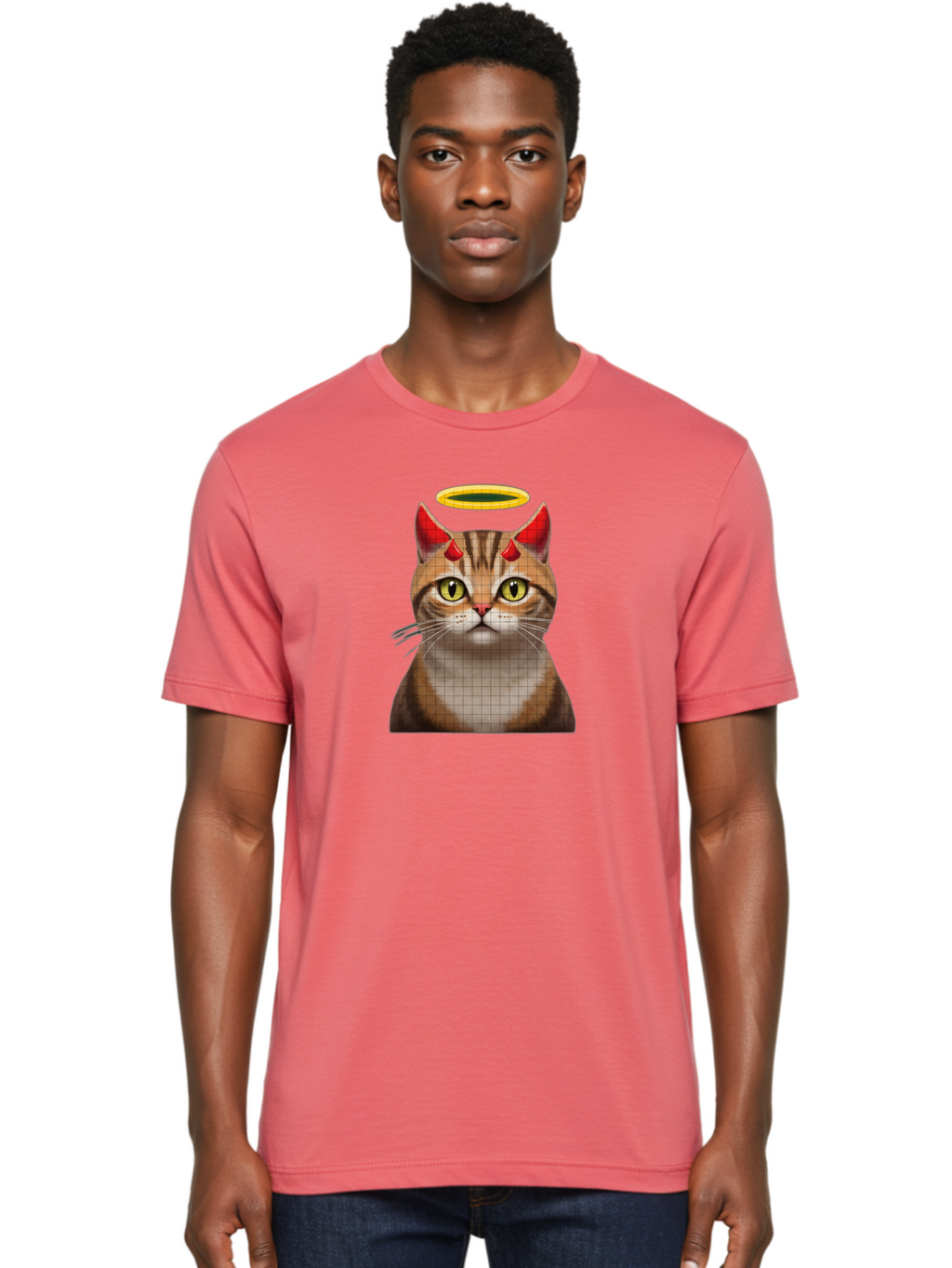 Cat-With-Horns-And-Halo Men'S Graphic Tee, 100% Cotton, Comfortable Casual Summer Wear, Machine Washable, Vintage Camera, Old Camera, Antique Camera, Black Camera, Classic Photography, Photography Equipment, Nostalgic Device, Film Camera, Bao208