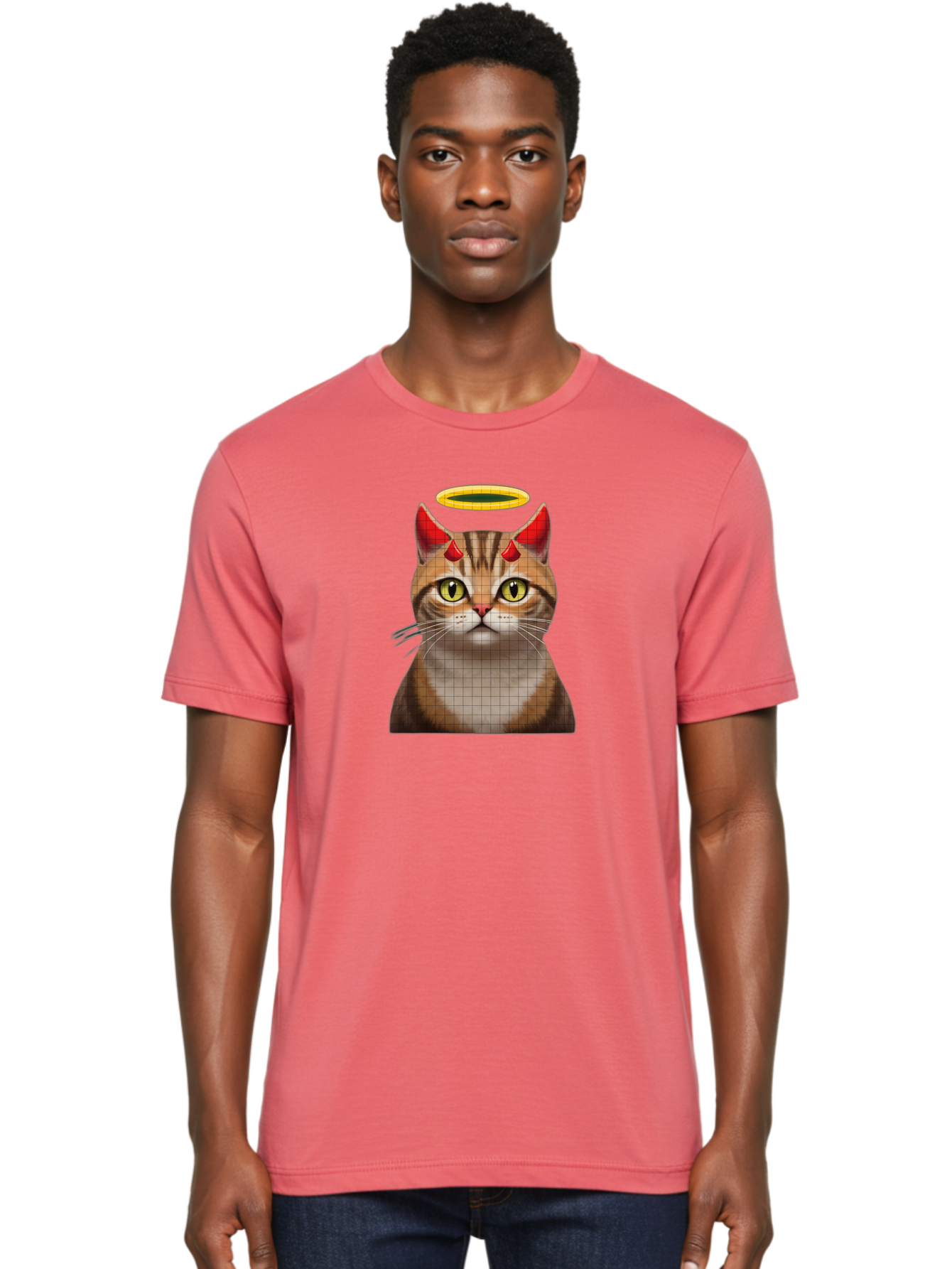 Cat-With-Horns-And-Halo Men'S Graphic Tee, 100% Cotton, Comfortable Casual Summer Wear, Machine Washable, Vintage Camera, Old Camera, Antique Camera, Black Camera, Classic Photography, Photography Equipment, Nostalgic Device, Film Camera, Bao208