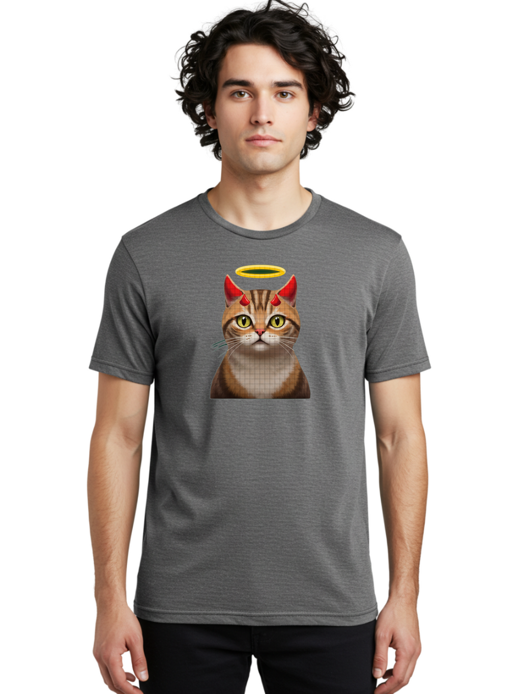 Cat-With-Horns-And-Halo Men'S Graphic Tee, 100% Cotton, Comfortable Casual Summer Wear, Machine Washable, Vintage Camera, Old Camera, Antique Camera, Black Camera, Classic Photography, Photography Equipment, Nostalgic Device, Film Camera, Bao208