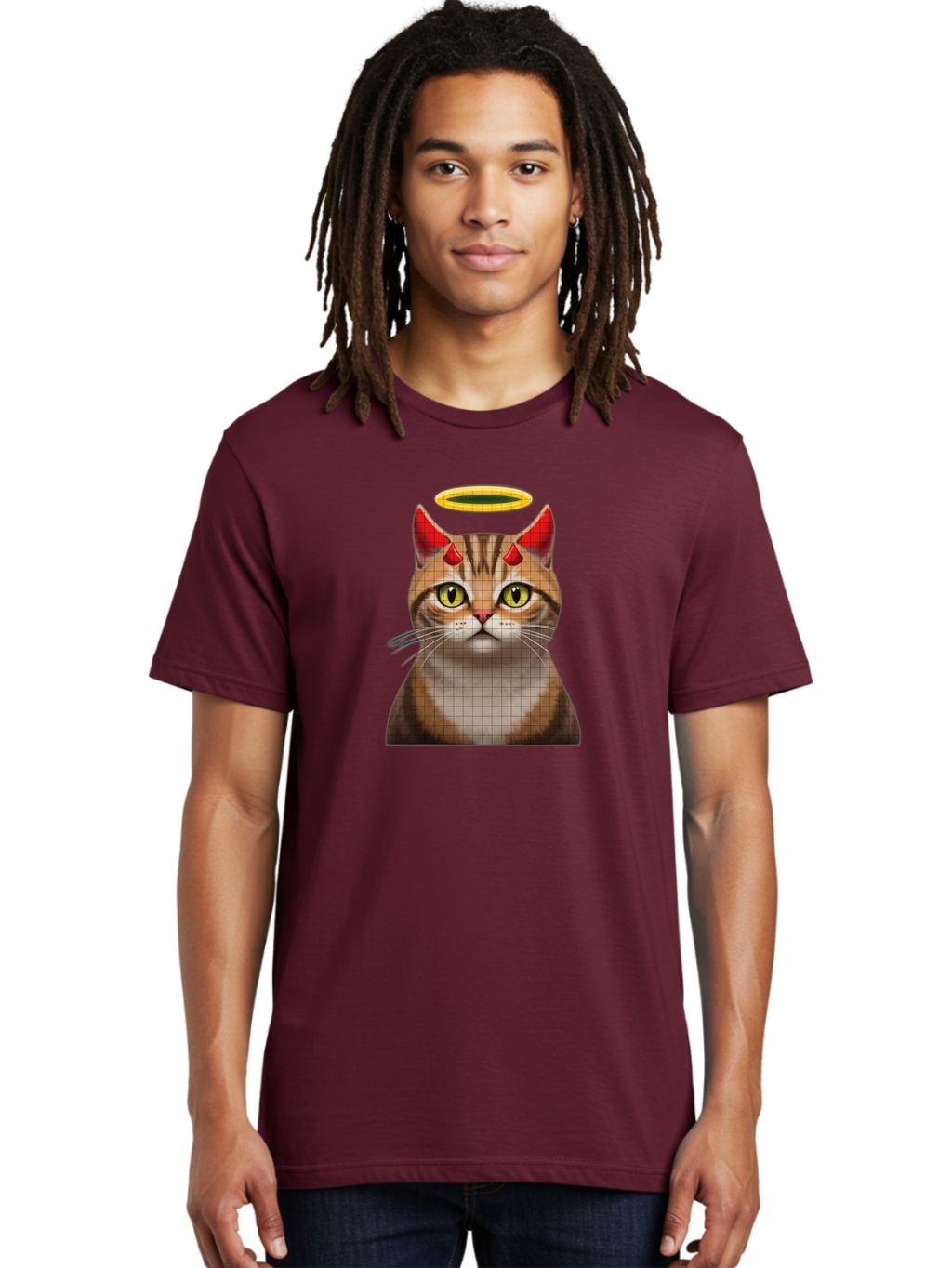 Cat-With-Horns-And-Halo Men'S Graphic Tee, 100% Cotton, Comfortable Casual Summer Wear, Machine Washable, Vintage Camera, Old Camera, Antique Camera, Black Camera, Classic Photography, Photography Equipment, Nostalgic Device, Film Camera, Bao208