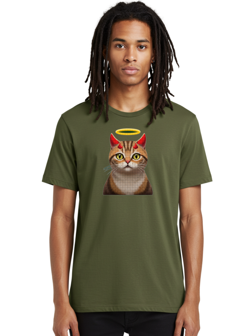 Cat-With-Horns-And-Halo Men'S Graphic Tee, 100% Cotton, Comfortable Casual Summer Wear, Machine Washable, Vintage Camera, Old Camera, Antique Camera, Black Camera, Classic Photography, Photography Equipment, Nostalgic Device, Film Camera, Bao208