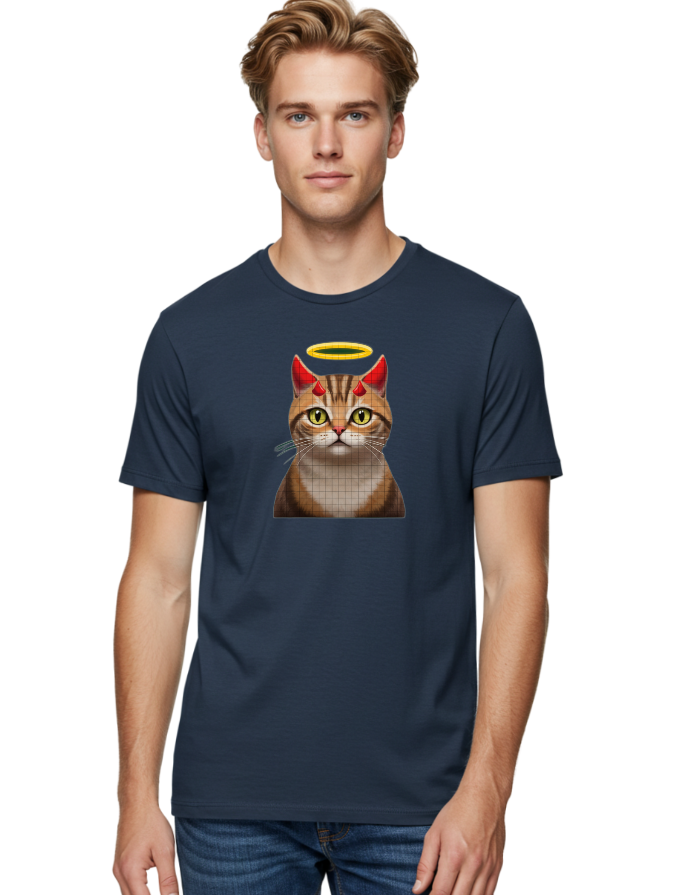 Cat-With-Horns-And-Halo Men'S Graphic Tee, 100% Cotton, Comfortable Casual Summer Wear, Machine Washable, Vintage Camera, Old Camera, Antique Camera, Black Camera, Classic Photography, Photography Equipment, Nostalgic Device, Film Camera, Bao208