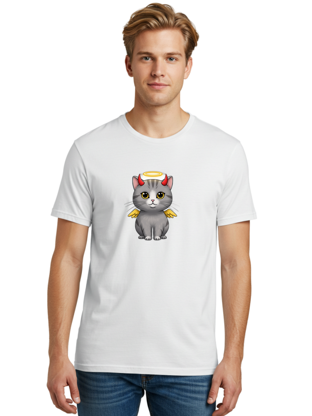Cat-With-Horns-And-Wings Men'S Graphic Tee, 100% Cotton, Comfortable Casual Summer Wear, Machine Washable, Vintage Camera, Old Camera, Antique Camera, Black Camera, Classic Photography, Photography Equipment, Nostalgic Device, Film Camera, Bao209