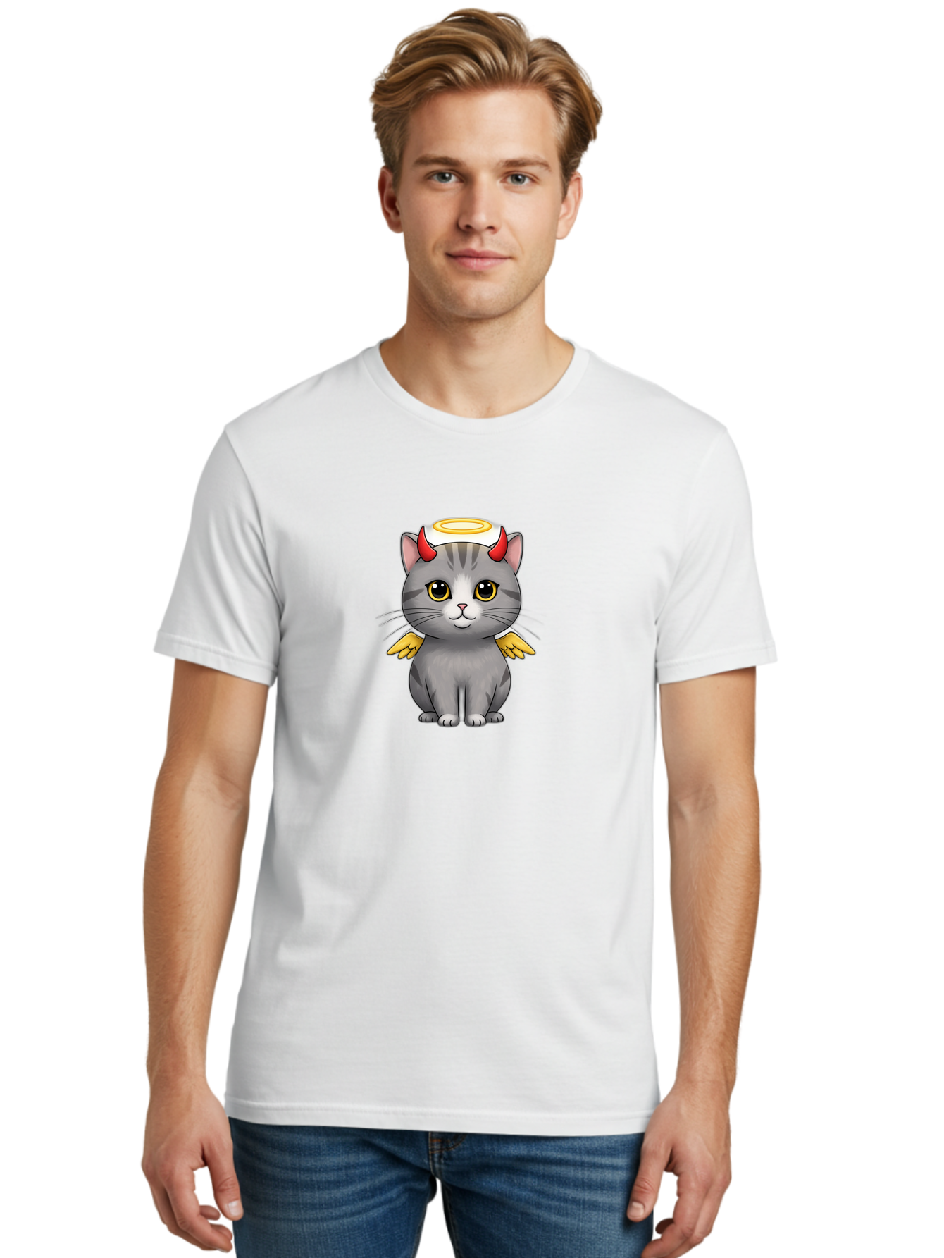 Cat-With-Horns-And-Wings Men'S Graphic Tee, 100% Cotton, Comfortable Casual Summer Wear, Machine Washable, Vintage Camera, Old Camera, Antique Camera, Black Camera, Classic Photography, Photography Equipment, Nostalgic Device, Film Camera, Bao209
