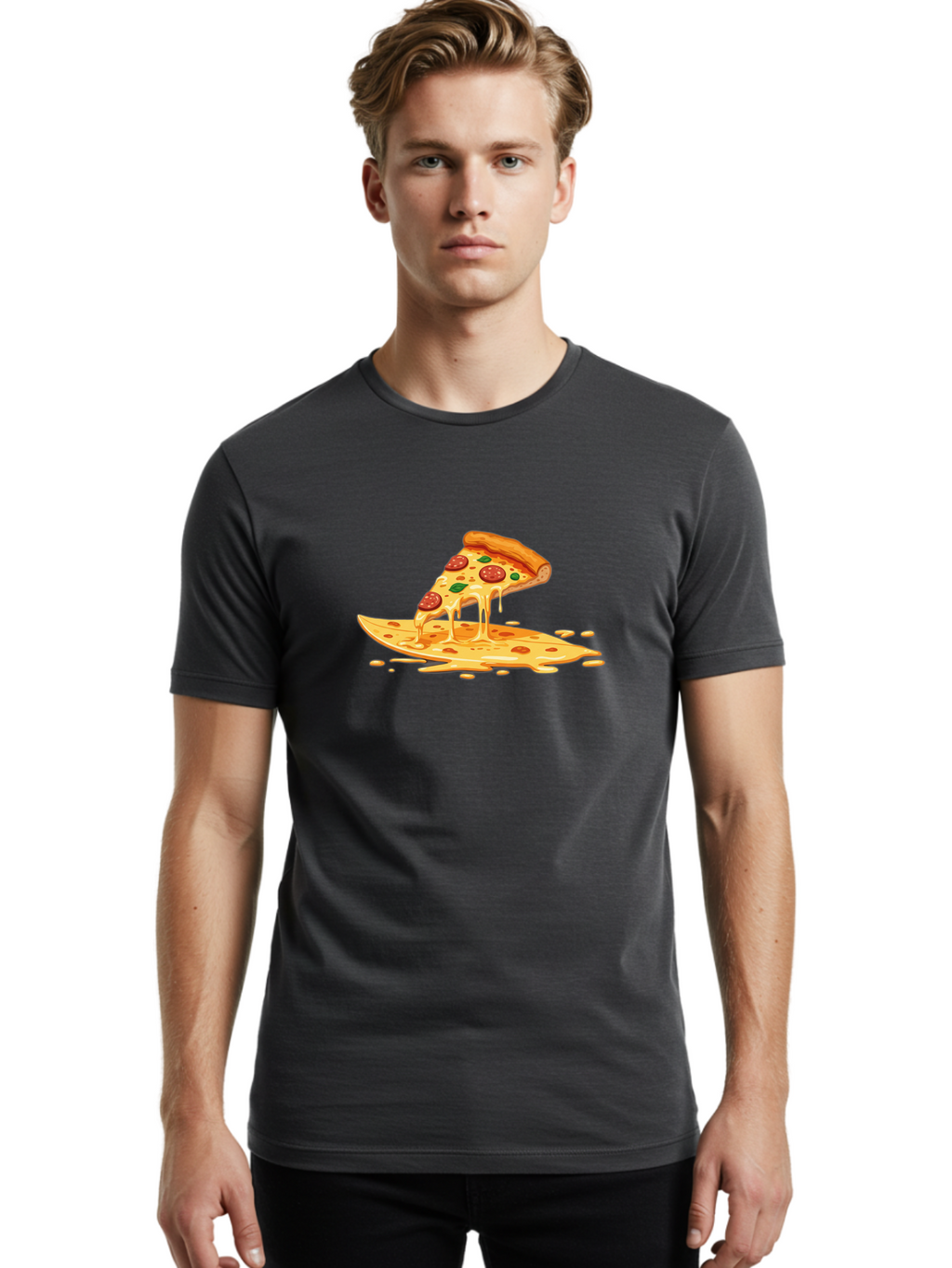 Cheesy-Pepperoni-Pizza-Slice Men'S Graphic Tee, 100% Cotton, Comfortable Casual Summer Wear, Machine Washable, Vintage Camera, Old Camera, Antique Camera, Black Camera, Classic Photography, Photography Equipment, Nostalgic Device, Film Camera, Bao216