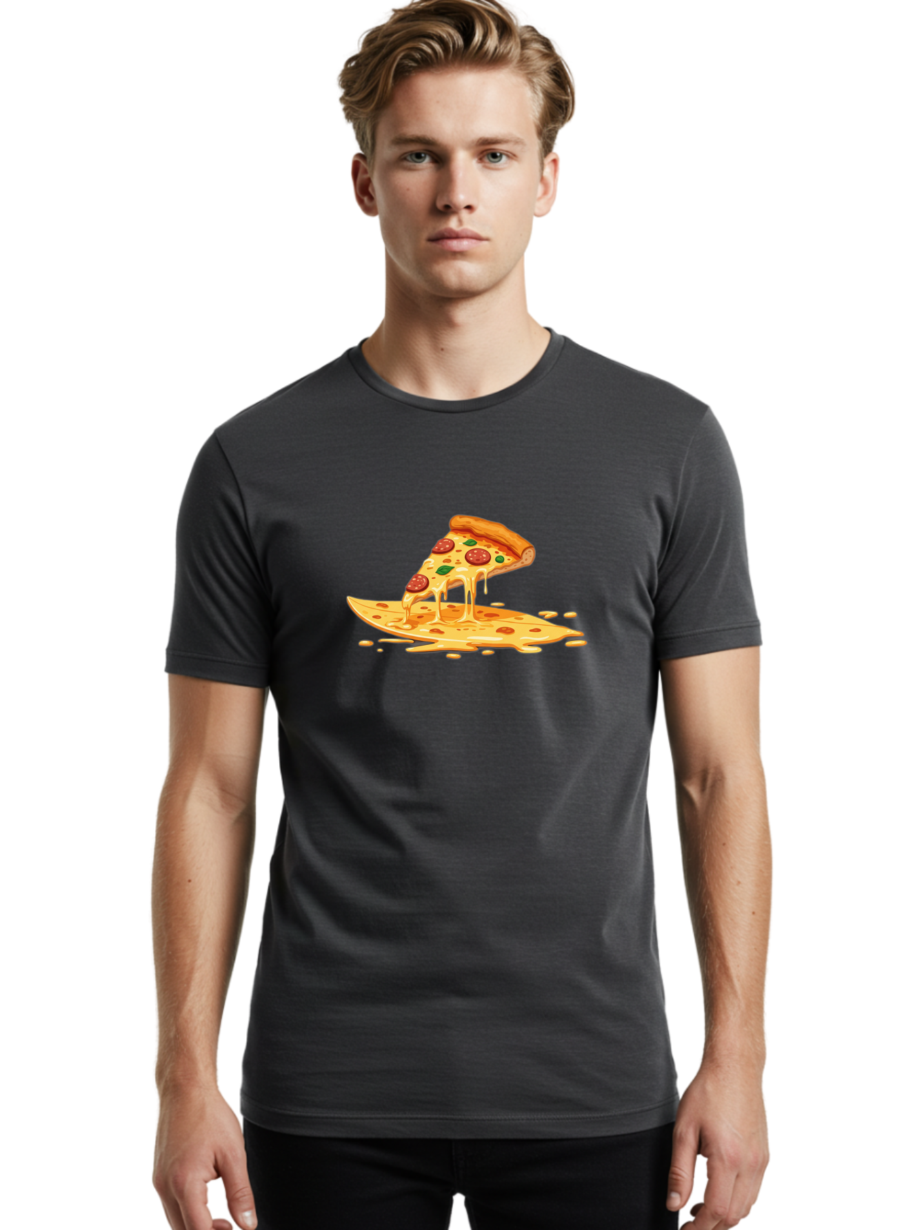 Cheesy-Pepperoni-Pizza-Slice Men'S Graphic Tee, 100% Cotton, Comfortable Casual Summer Wear, Machine Washable, Vintage Camera, Old Camera, Antique Camera, Black Camera, Classic Photography, Photography Equipment, Nostalgic Device, Film Camera, Bao216