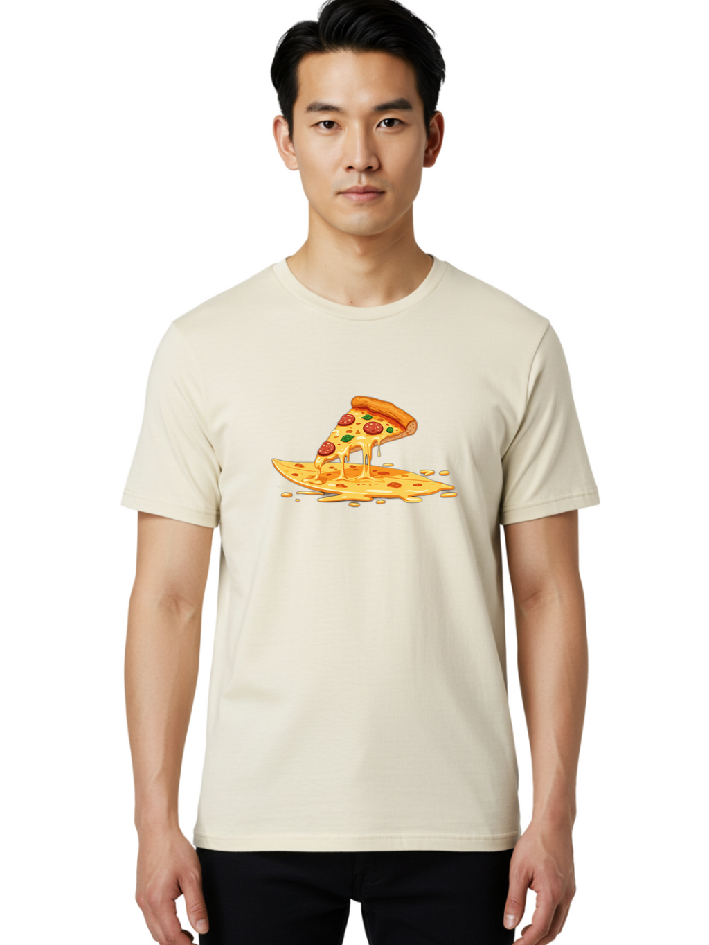 Cheesy-Pepperoni-Pizza-Slice Men'S Graphic Tee, 100% Cotton, Comfortable Casual Summer Wear, Machine Washable, Vintage Camera, Old Camera, Antique Camera, Black Camera, Classic Photography, Photography Equipment, Nostalgic Device, Film Camera, Bao216