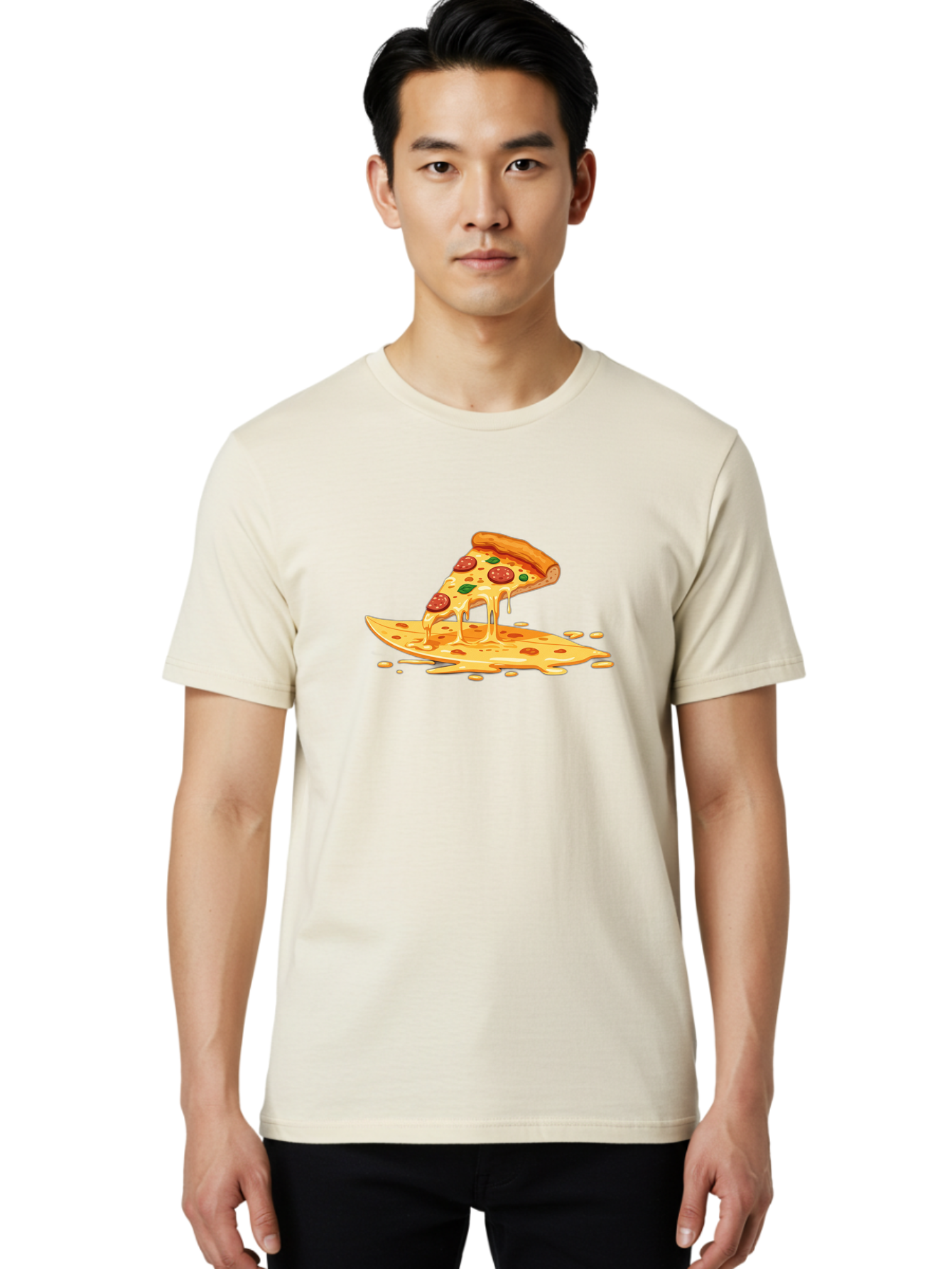 Cheesy-Pepperoni-Pizza-Slice Men'S Graphic Tee, 100% Cotton, Comfortable Casual Summer Wear, Machine Washable, Vintage Camera, Old Camera, Antique Camera, Black Camera, Classic Photography, Photography Equipment, Nostalgic Device, Film Camera, Bao216
