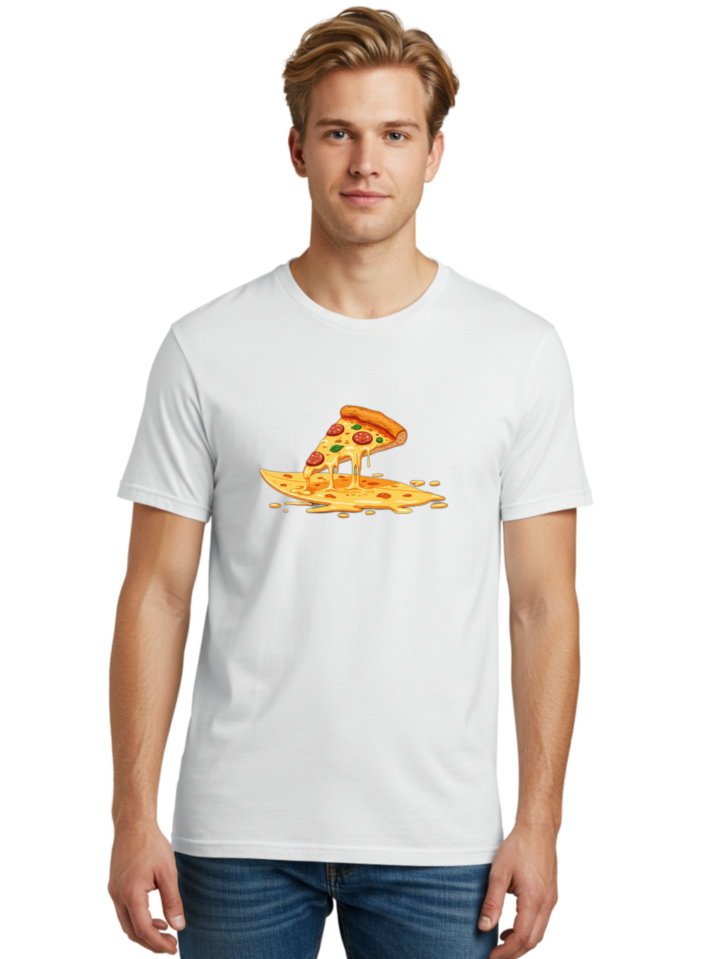 Cheesy-Pepperoni-Pizza-Slice Men'S Graphic Tee, 100% Cotton, Comfortable Casual Summer Wear, Machine Washable, Vintage Camera, Old Camera, Antique Camera, Black Camera, Classic Photography, Photography Equipment, Nostalgic Device, Film Camera, Bao216