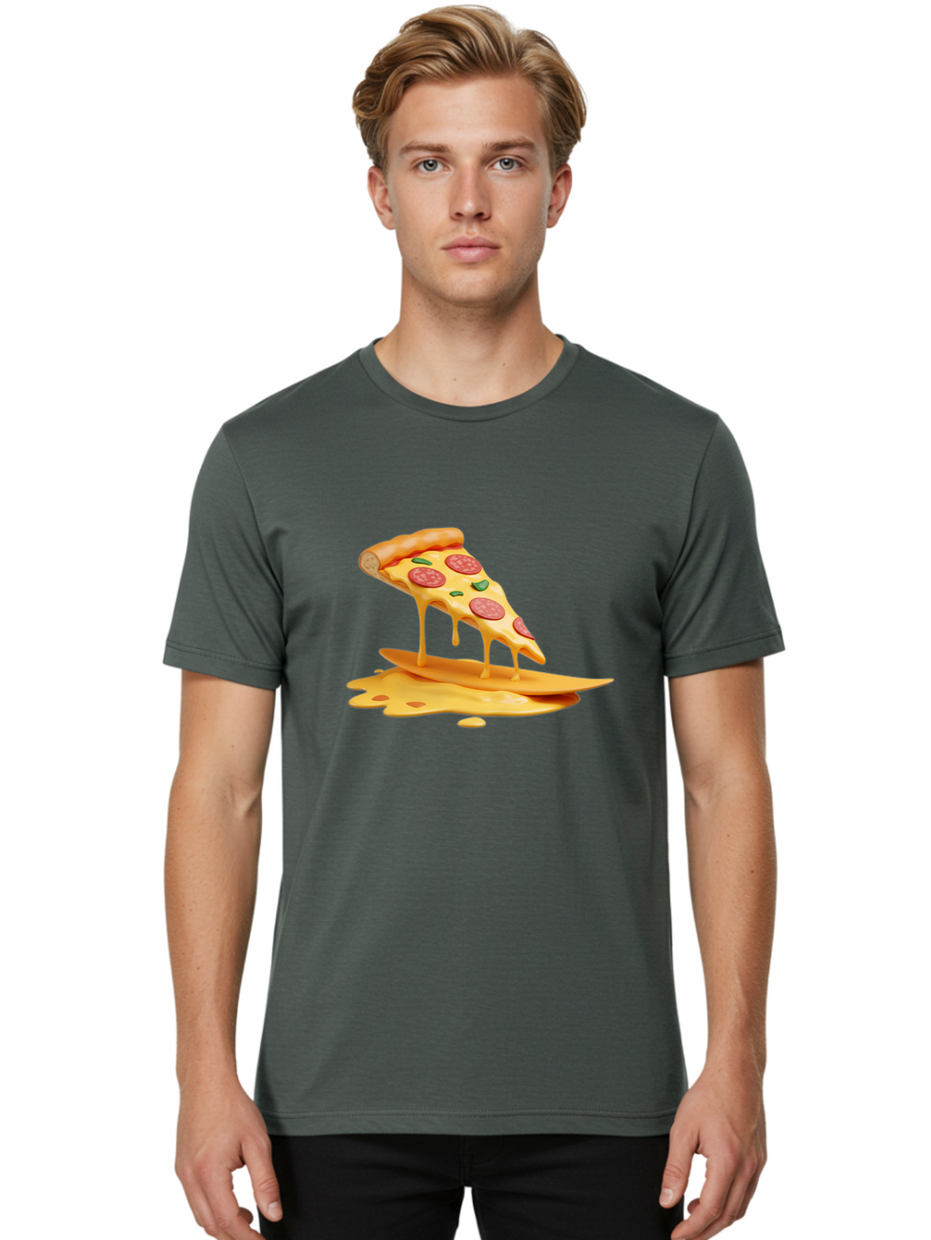 Cheesy-Pizza-Slice Men'S Graphic Tee, 100% Cotton, Comfortable Casual Summer Wear, Machine Washable, Vintage Camera, Old Camera, Antique Camera, Black Camera, Classic Photography, Photography Equipment, Nostalgic Device, Film Camera, Bao217