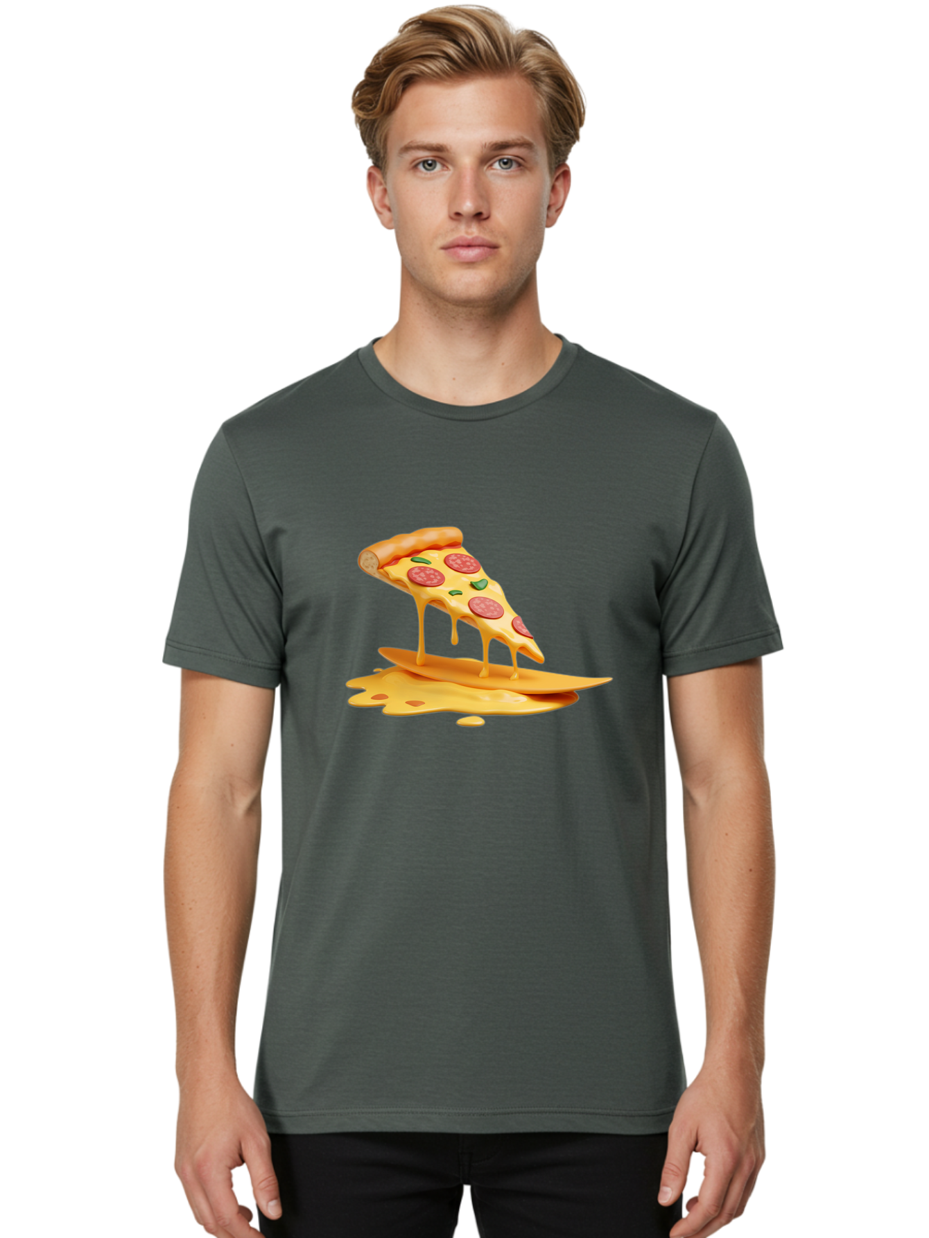 Cheesy-Pizza-Slice Men'S Graphic Tee, 100% Cotton, Comfortable Casual Summer Wear, Machine Washable, Vintage Camera, Old Camera, Antique Camera, Black Camera, Classic Photography, Photography Equipment, Nostalgic Device, Film Camera, Bao217