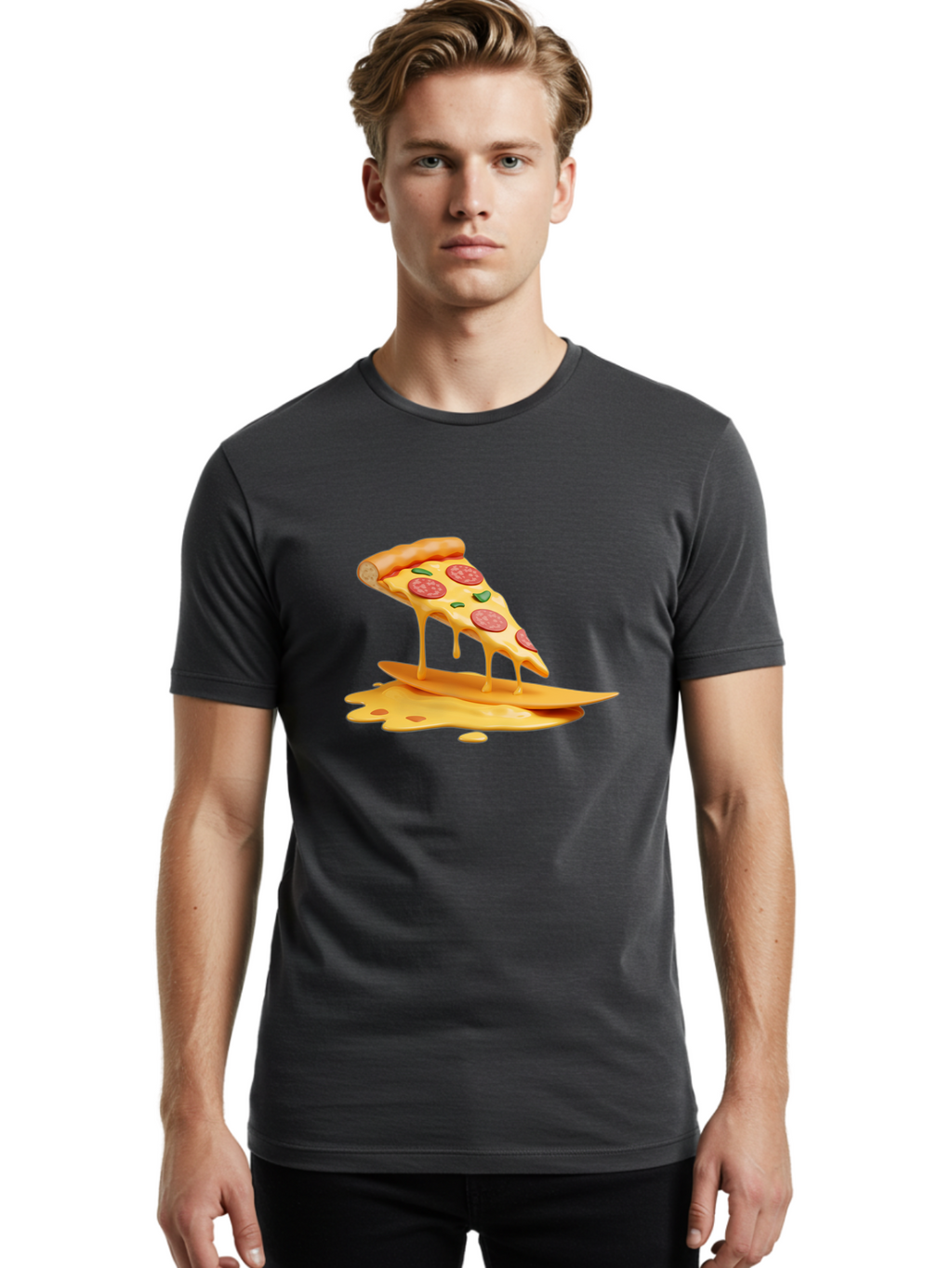 Cheesy-Pizza-Slice Men'S Graphic Tee, 100% Cotton, Comfortable Casual Summer Wear, Machine Washable, Vintage Camera, Old Camera, Antique Camera, Black Camera, Classic Photography, Photography Equipment, Nostalgic Device, Film Camera, Bao217