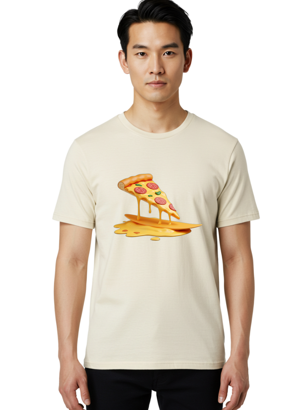 Cheesy-Pizza-Slice Men'S Graphic Tee, 100% Cotton, Comfortable Casual Summer Wear, Machine Washable, Vintage Camera, Old Camera, Antique Camera, Black Camera, Classic Photography, Photography Equipment, Nostalgic Device, Film Camera, Bao217