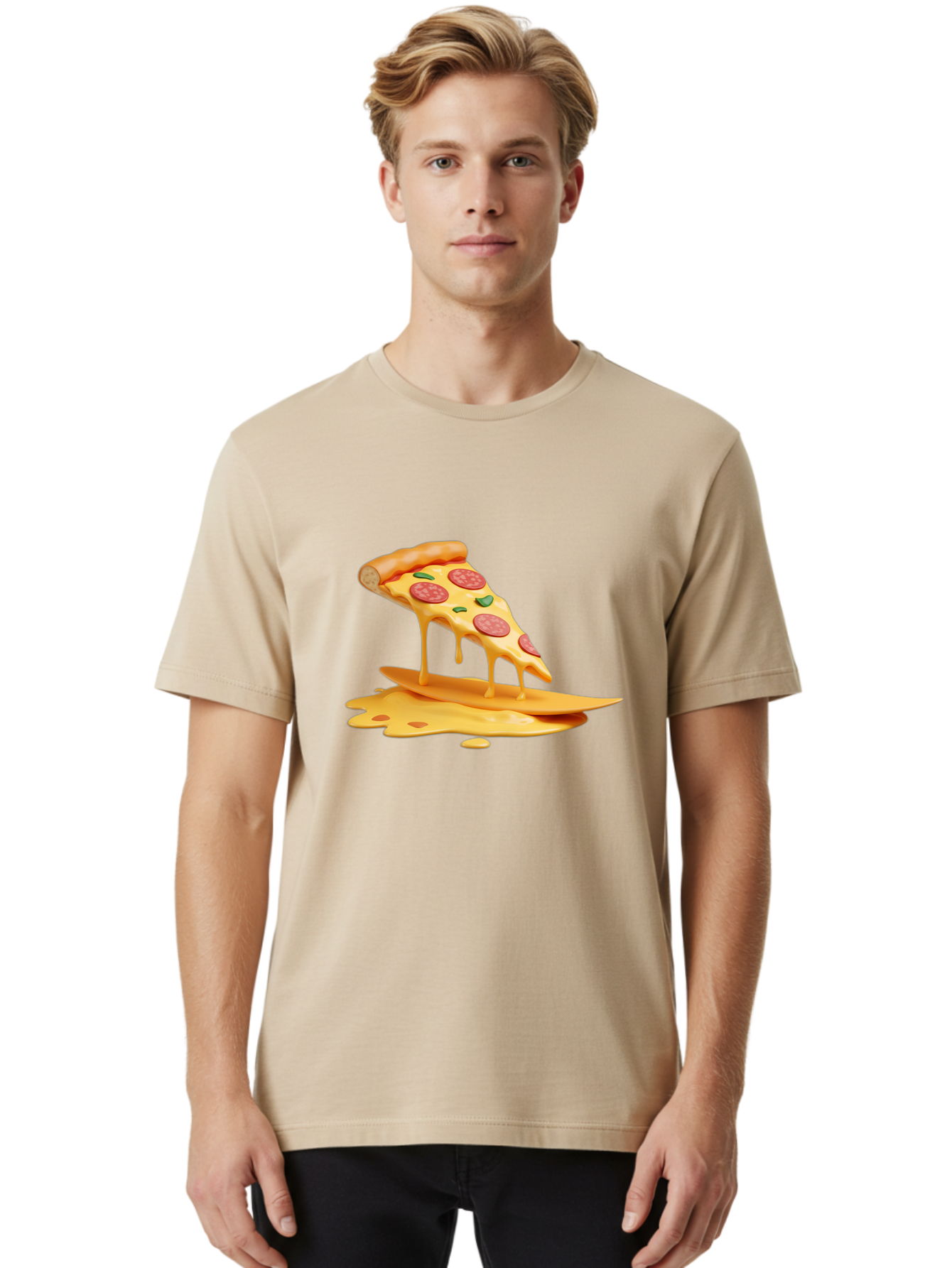 Cheesy-Pizza-Slice Men'S Graphic Tee, 100% Cotton, Comfortable Casual Summer Wear, Machine Washable, Vintage Camera, Old Camera, Antique Camera, Black Camera, Classic Photography, Photography Equipment, Nostalgic Device, Film Camera, Bao217