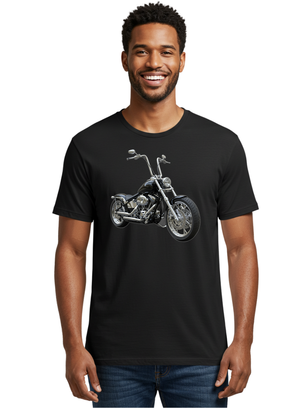 Chopper-Motorcycle-1 Men'S Graphic Tee, 100% Cotton, Comfortable Casual Summer Wear, Machine Washable, Vintage Camera, Old Camera, Antique Camera, Black Camera, Classic Photography, Photography Equipment, Nostalgic Device, Film Camera, Bao229