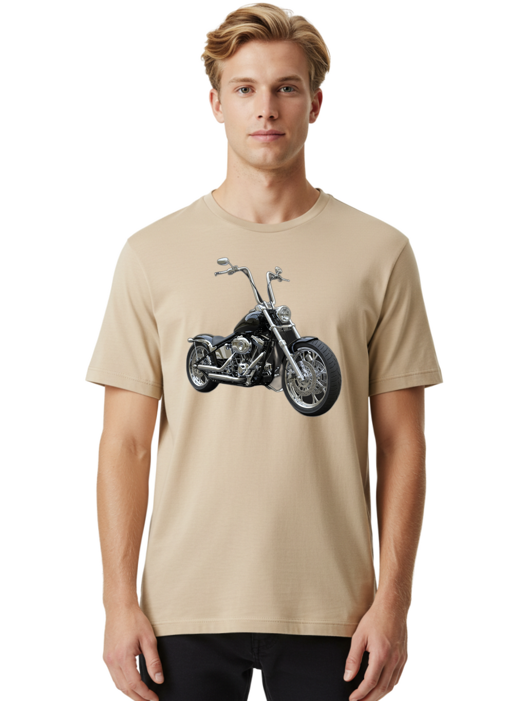 Chopper-Motorcycle-1 Men'S Graphic Tee, 100% Cotton, Comfortable Casual Summer Wear, Machine Washable, Vintage Camera, Old Camera, Antique Camera, Black Camera, Classic Photography, Photography Equipment, Nostalgic Device, Film Camera, Bao229