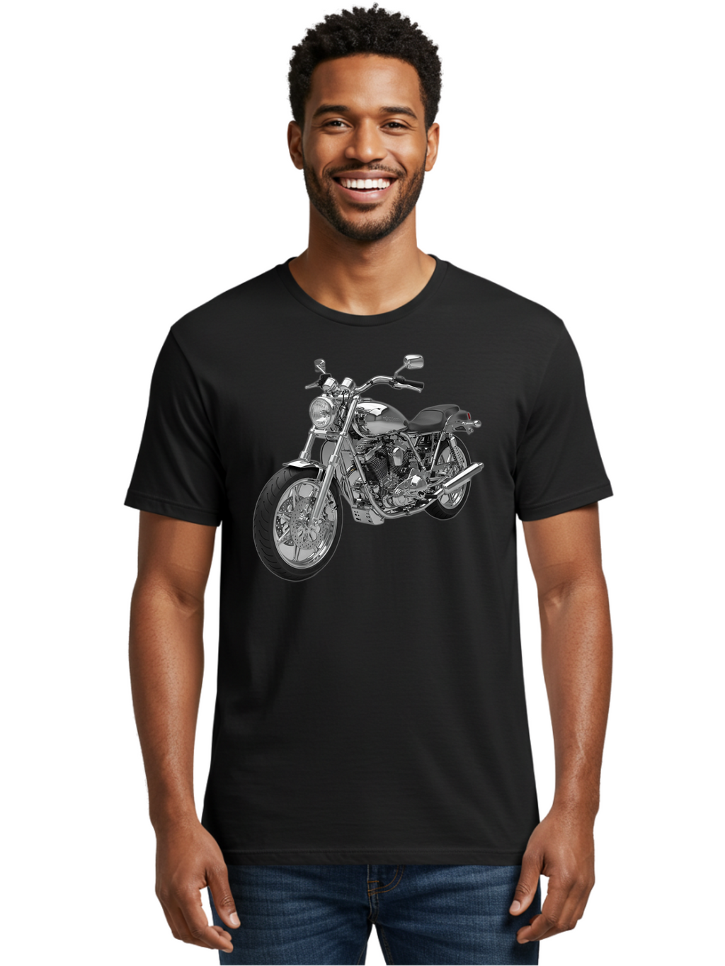 Chopper-Motorcycle-2 Men'S Graphic Tee, 100% Cotton, Comfortable Casual Summer Wear, Machine Washable, Vintage Camera, Old Camera, Antique Camera, Black Camera, Classic Photography, Photography Equipment, Nostalgic Device, Film Camera, Bao230