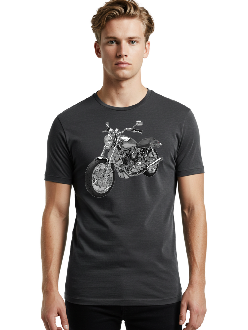 Chopper-Motorcycle-2 Men'S Graphic Tee, 100% Cotton, Comfortable Casual Summer Wear, Machine Washable, Vintage Camera, Old Camera, Antique Camera, Black Camera, Classic Photography, Photography Equipment, Nostalgic Device, Film Camera, Bao230