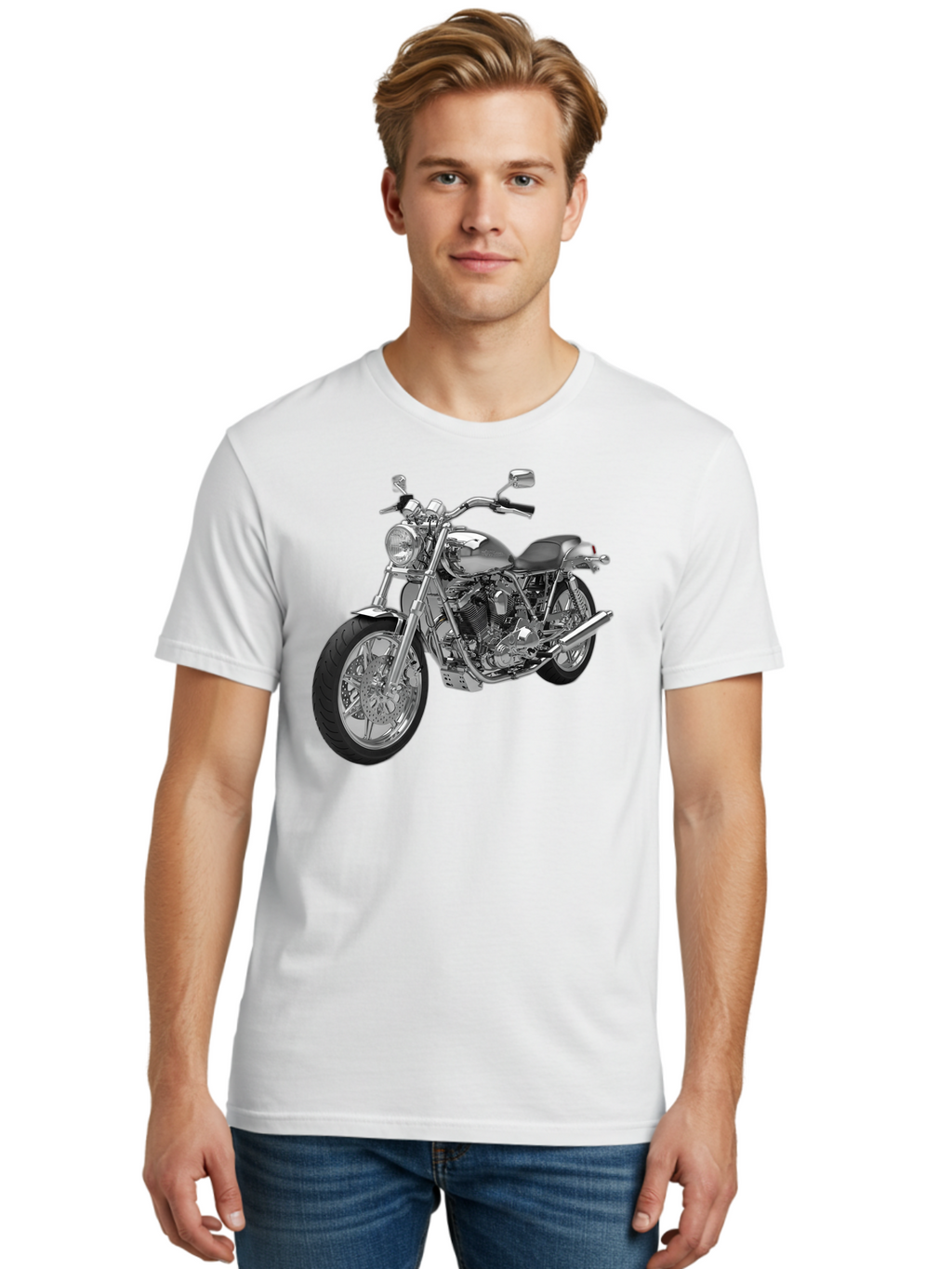 Chopper-Motorcycle-2 Men'S Graphic Tee, 100% Cotton, Comfortable Casual Summer Wear, Machine Washable, Vintage Camera, Old Camera, Antique Camera, Black Camera, Classic Photography, Photography Equipment, Nostalgic Device, Film Camera, Bao230