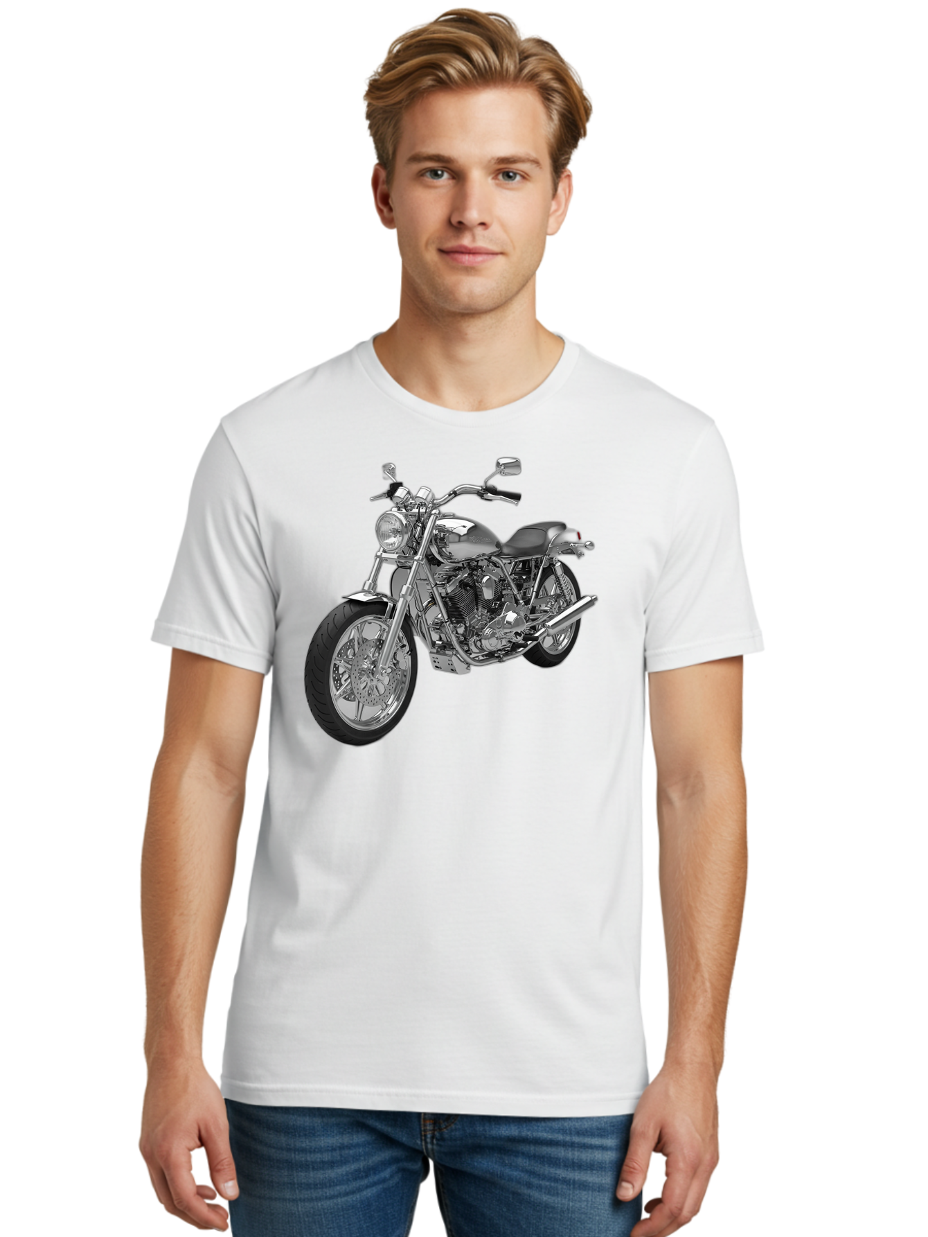 Chopper-Motorcycle-2 Men'S Graphic Tee, 100% Cotton, Comfortable Casual Summer Wear, Machine Washable, Vintage Camera, Old Camera, Antique Camera, Black Camera, Classic Photography, Photography Equipment, Nostalgic Device, Film Camera, Bao230