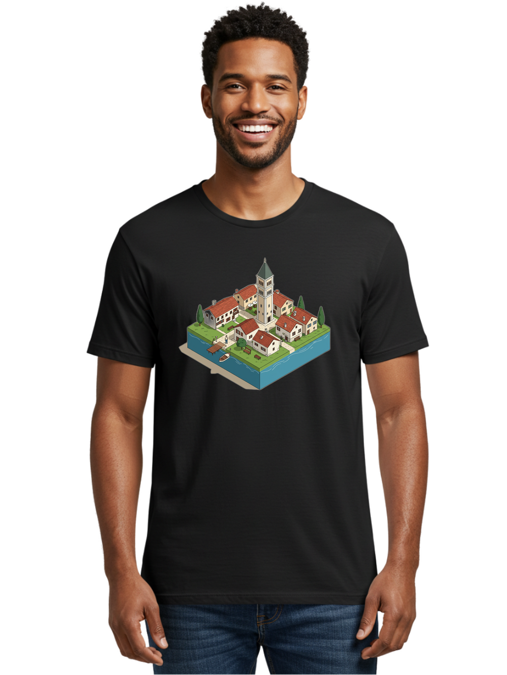 Church-Village Men'S Graphic Tee, 100% Cotton, Comfortable Casual Summer Wear, Machine Washable, Vintage Camera, Old Camera, Antique Camera, Black Camera, Classic Photography, Photography Equipment, Nostalgic Device, Film Camera, Camera Art Bao232