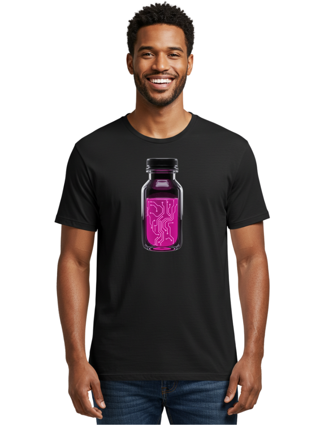 Circuit-Board-Bottle Men'S Graphic Tee, 100% Cotton, Comfortable Casual Summer Wear, Machine Washable, Vintage Camera, Old Camera, Antique Camera, Black Camera, Classic Photography, Photography Equipment, Nostalgic Device, Film Camera, Bao234