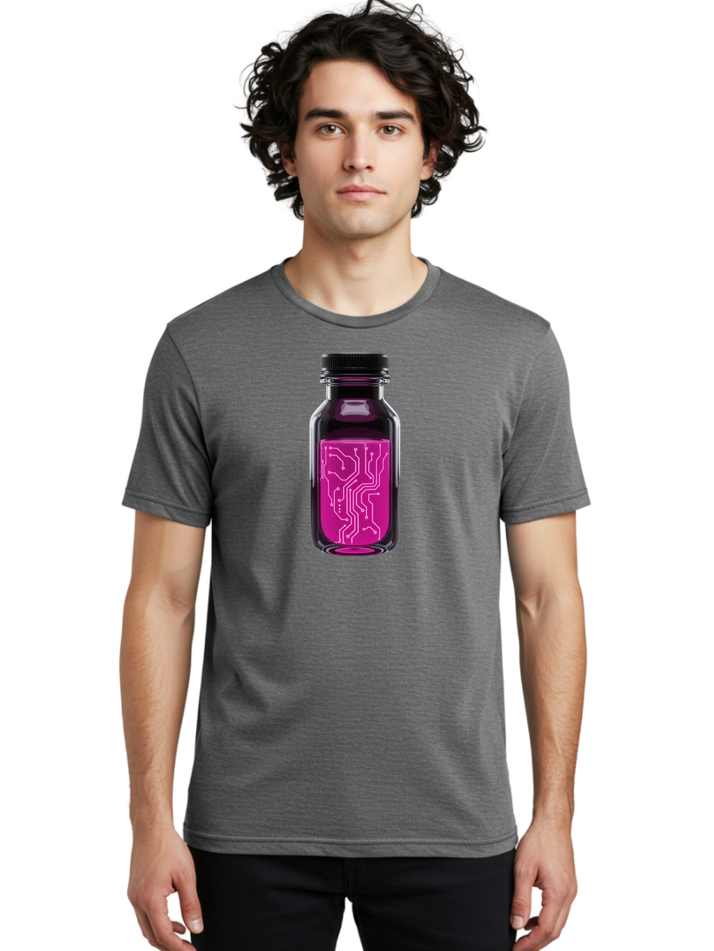 Circuit-Board-Bottle Men'S Graphic Tee, 100% Cotton, Comfortable Casual Summer Wear, Machine Washable, Vintage Camera, Old Camera, Antique Camera, Black Camera, Classic Photography, Photography Equipment, Nostalgic Device, Film Camera, Bao234