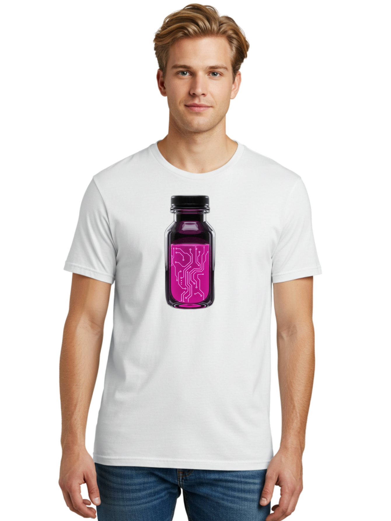 Circuit-Board-Bottle Men'S Graphic Tee, 100% Cotton, Comfortable Casual Summer Wear, Machine Washable, Vintage Camera, Old Camera, Antique Camera, Black Camera, Classic Photography, Photography Equipment, Nostalgic Device, Film Camera, Bao234