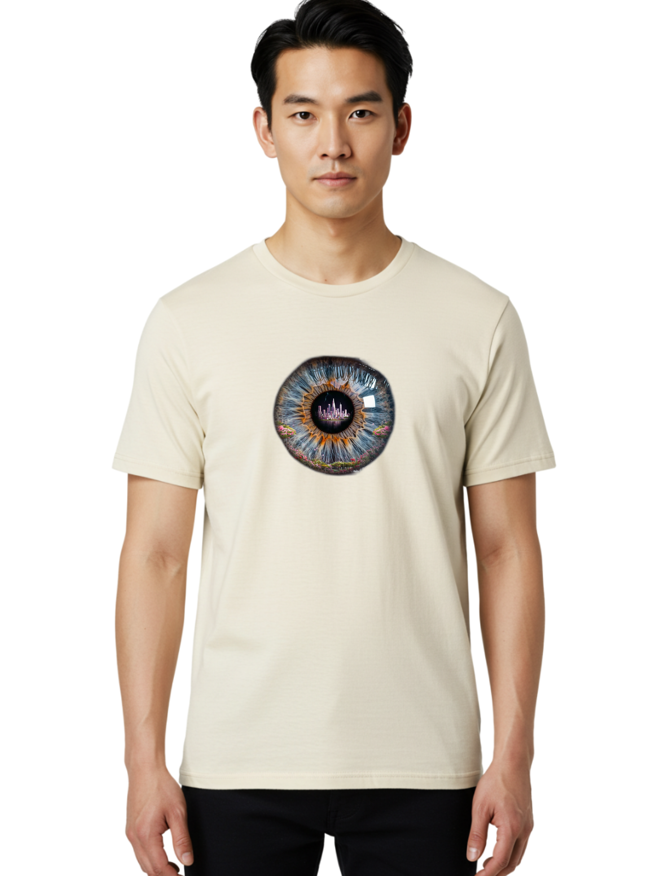 City-Skyline-Eye Men'S Graphic Tee, 100% Cotton, Comfortable Casual Summer Wear, Machine Washable, Vintage Camera, Old Camera, Antique Camera, Black Camera, Classic Photography, Photography Equipment, Nostalgic Device, Film Camera, Camera Art Bao236
