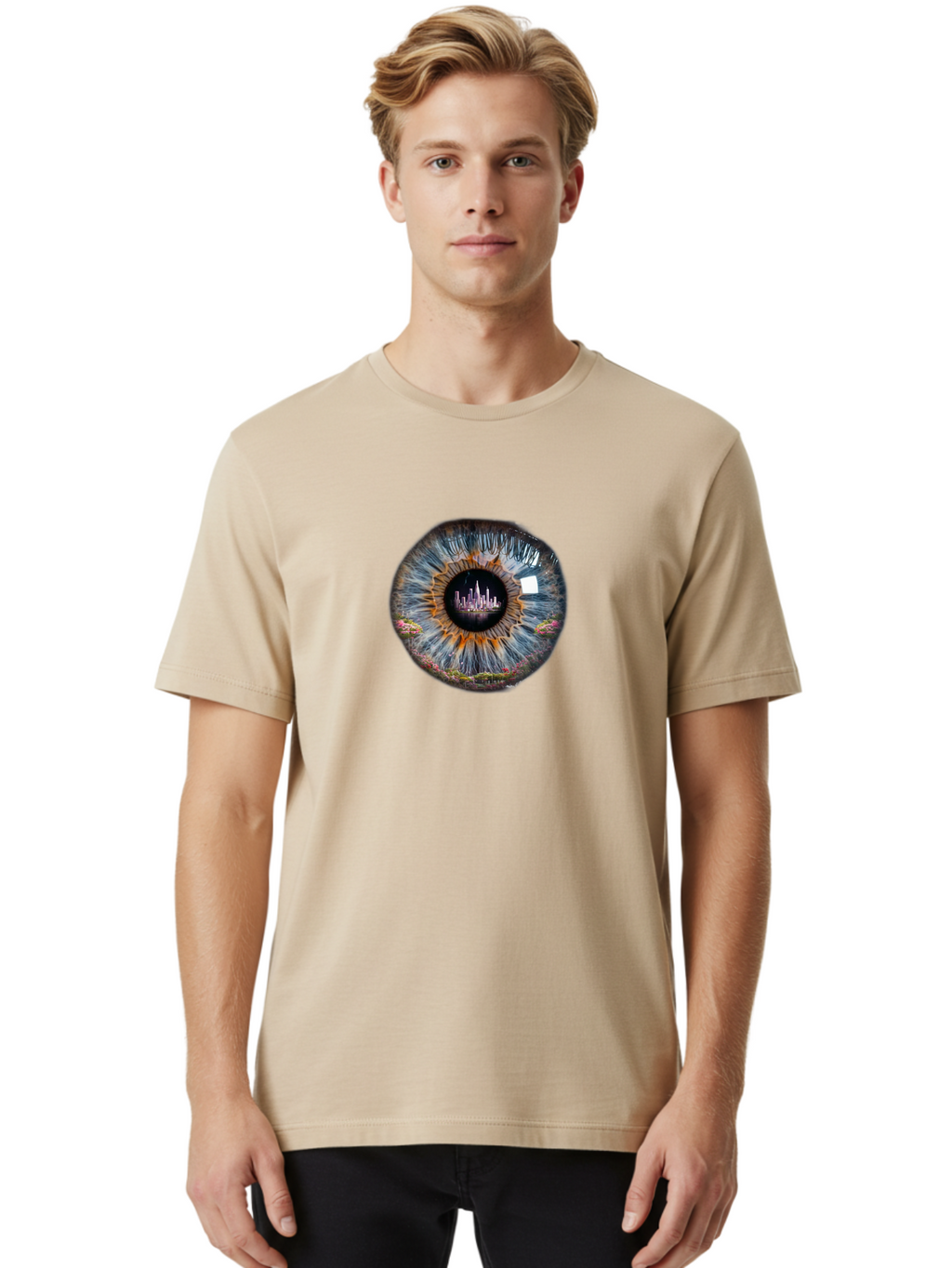 City-Skyline-Eye Men'S Graphic Tee, 100% Cotton, Comfortable Casual Summer Wear, Machine Washable, Vintage Camera, Old Camera, Antique Camera, Black Camera, Classic Photography, Photography Equipment, Nostalgic Device, Film Camera, Camera Art Bao236