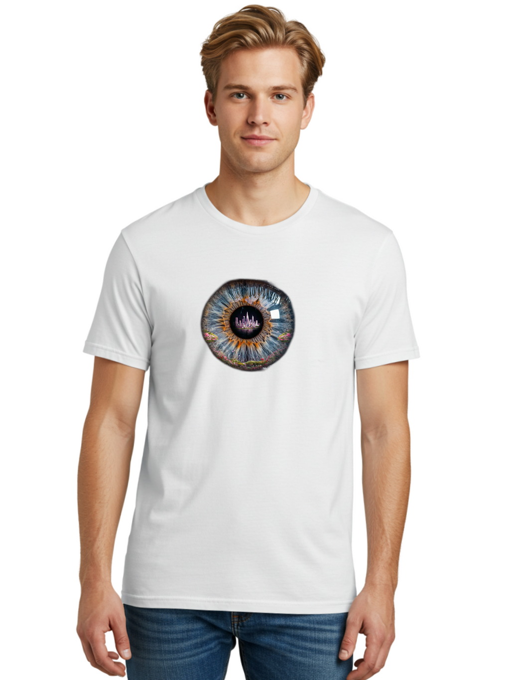 City-Skyline-Eye Men'S Graphic Tee, 100% Cotton, Comfortable Casual Summer Wear, Machine Washable, Vintage Camera, Old Camera, Antique Camera, Black Camera, Classic Photography, Photography Equipment, Nostalgic Device, Film Camera, Camera Art Bao236
