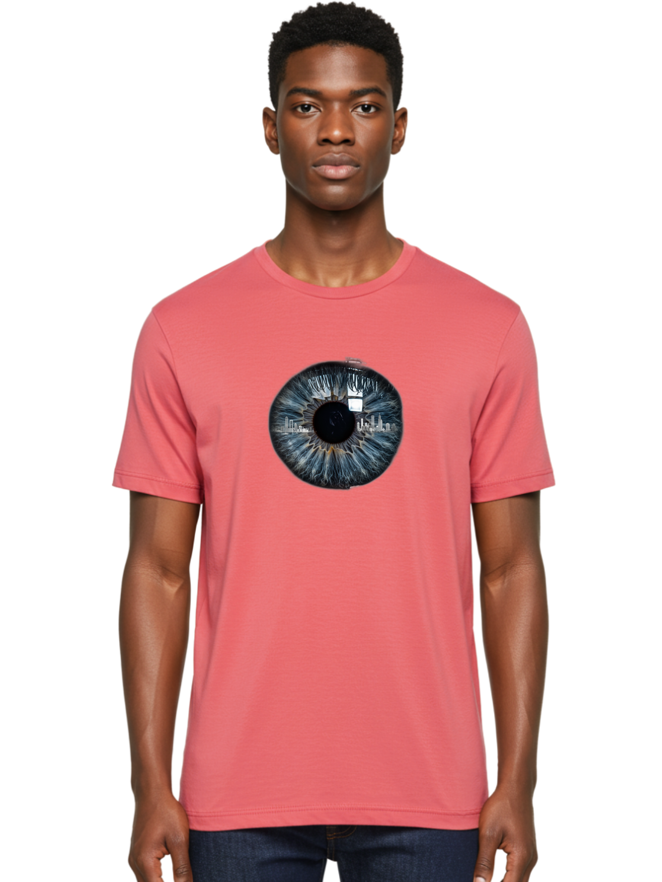 City-Skyline-In-Eye Men'S Graphic Tee, 100% Cotton, Comfortable Casual Summer Wear, Machine Washable, Vintage Camera, Old Camera, Antique Camera, Black Camera, Classic Photography, Photography Equipment, Nostalgic Device, Film Camera, Bao237