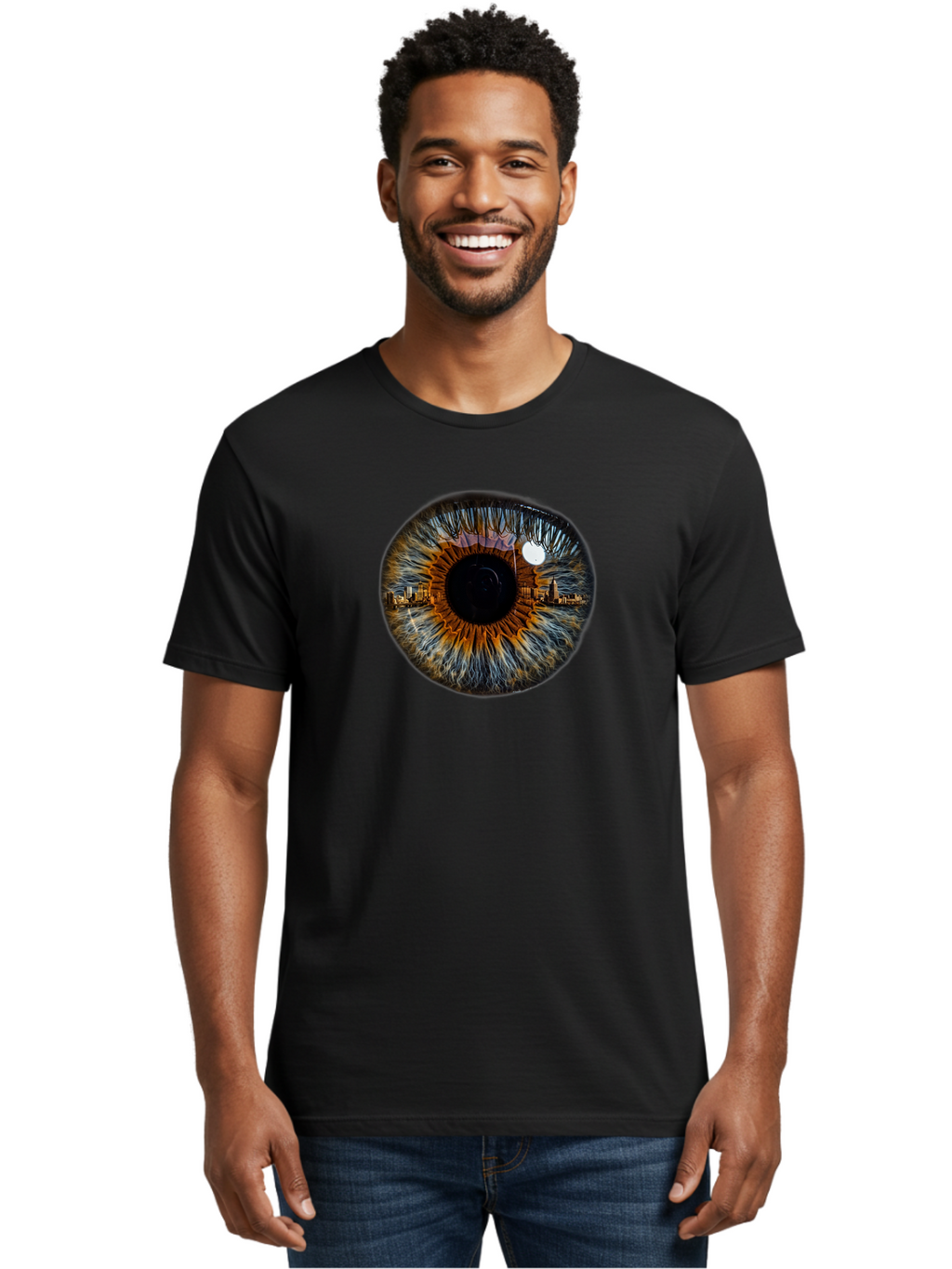 Cityscape-Eye-1 Men'S Graphic Tee, 100% Cotton, Comfortable Casual Summer Wear, Machine Washable, Vintage Camera, Old Camera, Antique Camera, Black Camera, Classic Photography, Photography Equipment, Nostalgic Device, Film Camera, Camera Art Bao239