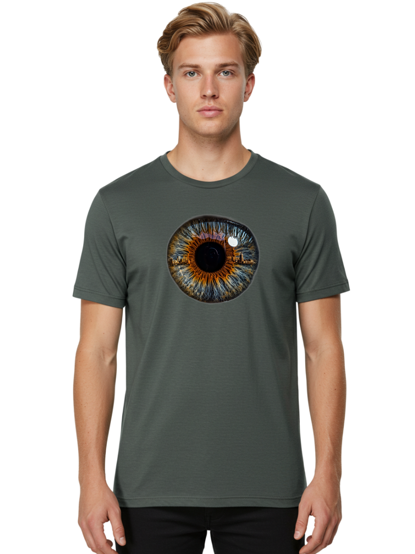 Cityscape-Eye-1 Men'S Graphic Tee, 100% Cotton, Comfortable Casual Summer Wear, Machine Washable, Vintage Camera, Old Camera, Antique Camera, Black Camera, Classic Photography, Photography Equipment, Nostalgic Device, Film Camera, Camera Art Bao239