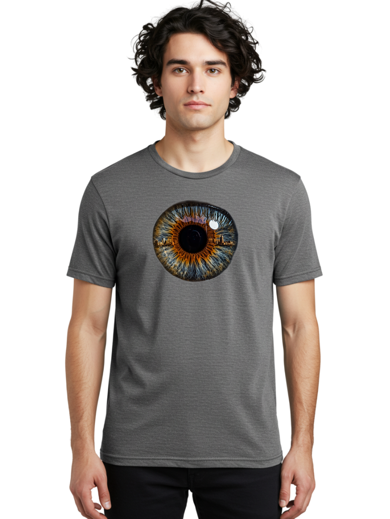 Cityscape-Eye-1 Men'S Graphic Tee, 100% Cotton, Comfortable Casual Summer Wear, Machine Washable, Vintage Camera, Old Camera, Antique Camera, Black Camera, Classic Photography, Photography Equipment, Nostalgic Device, Film Camera, Camera Art Bao239