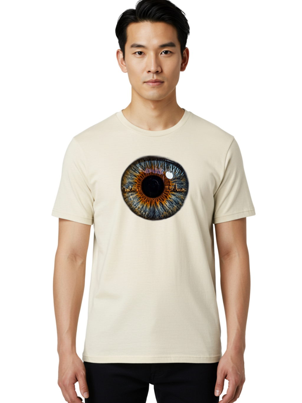 Cityscape-Eye-1 Men'S Graphic Tee, 100% Cotton, Comfortable Casual Summer Wear, Machine Washable, Vintage Camera, Old Camera, Antique Camera, Black Camera, Classic Photography, Photography Equipment, Nostalgic Device, Film Camera, Camera Art Bao239
