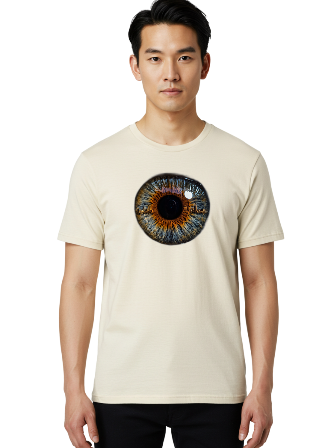 Cityscape-Eye-1 Men'S Graphic Tee, 100% Cotton, Comfortable Casual Summer Wear, Machine Washable, Vintage Camera, Old Camera, Antique Camera, Black Camera, Classic Photography, Photography Equipment, Nostalgic Device, Film Camera, Camera Art Bao239