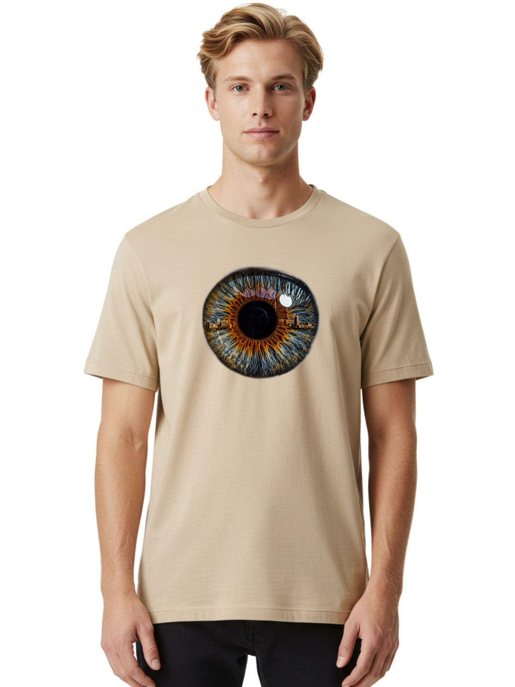 Cityscape-Eye-1 Men'S Graphic Tee, 100% Cotton, Comfortable Casual Summer Wear, Machine Washable, Vintage Camera, Old Camera, Antique Camera, Black Camera, Classic Photography, Photography Equipment, Nostalgic Device, Film Camera, Camera Art Bao239