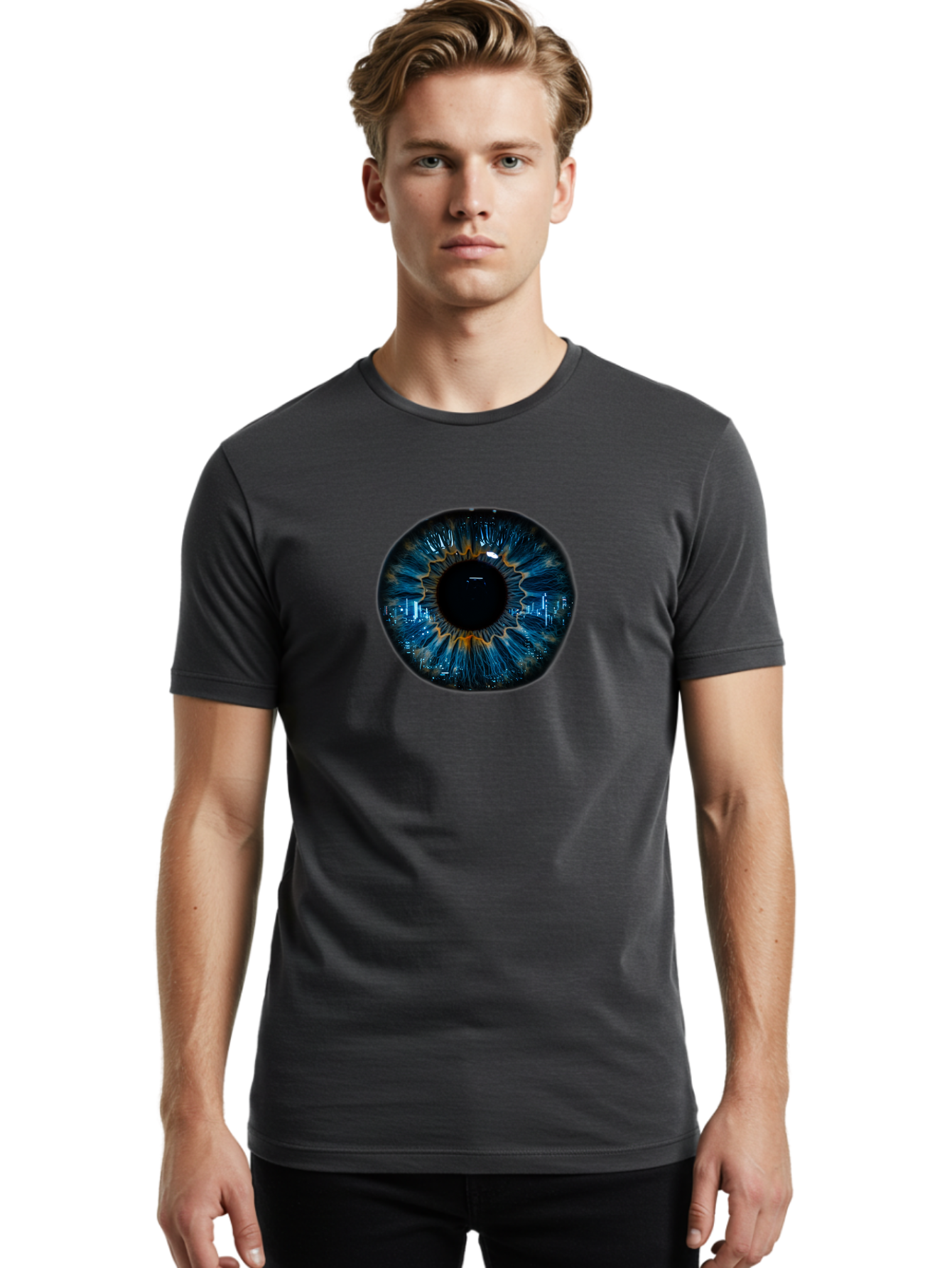 Cityscape-Eye-2 Men'S Graphic Tee, 100% Cotton, Comfortable Casual Summer Wear, Machine Washable, Vintage Camera, Old Camera, Antique Camera, Black Camera, Classic Photography, Photography Equipment, Nostalgic Device, Film Camera, Camera Art Bao240