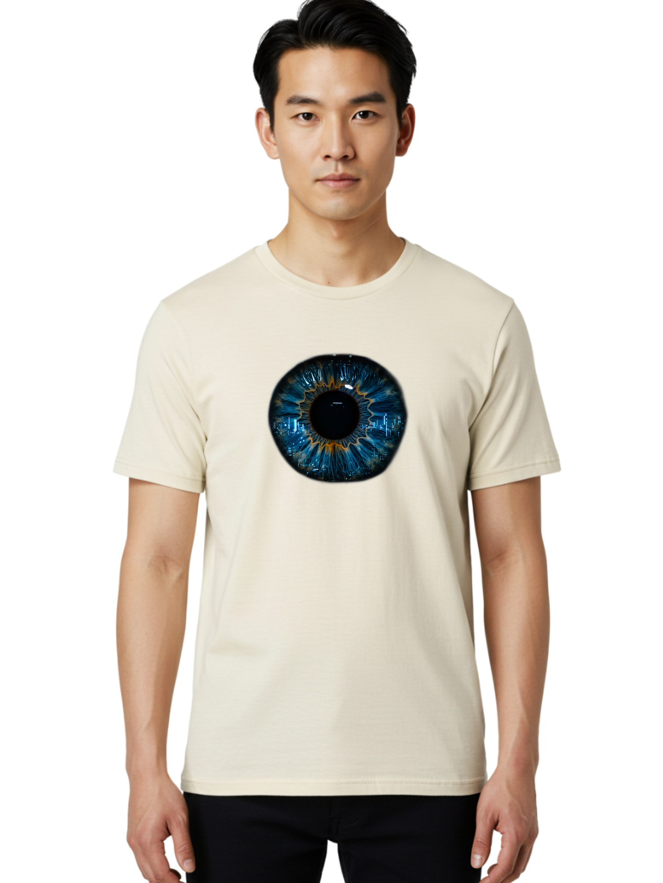 Cityscape-Eye-2 Men'S Graphic Tee, 100% Cotton, Comfortable Casual Summer Wear, Machine Washable, Vintage Camera, Old Camera, Antique Camera, Black Camera, Classic Photography, Photography Equipment, Nostalgic Device, Film Camera, Camera Art Bao240