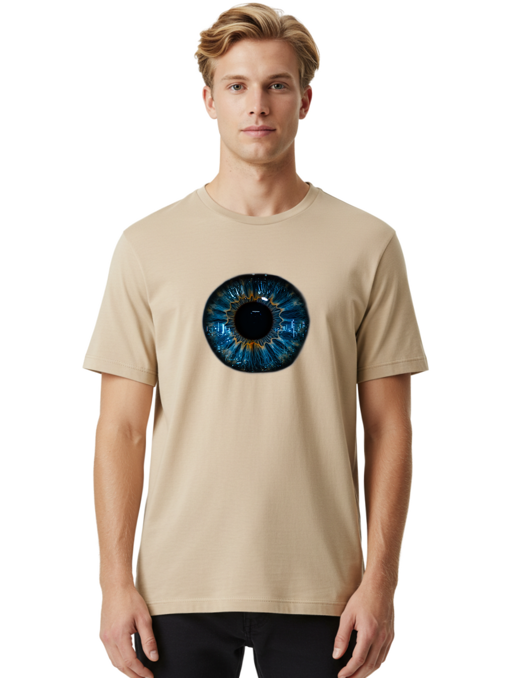 Cityscape-Eye-2 Men'S Graphic Tee, 100% Cotton, Comfortable Casual Summer Wear, Machine Washable, Vintage Camera, Old Camera, Antique Camera, Black Camera, Classic Photography, Photography Equipment, Nostalgic Device, Film Camera, Camera Art Bao240