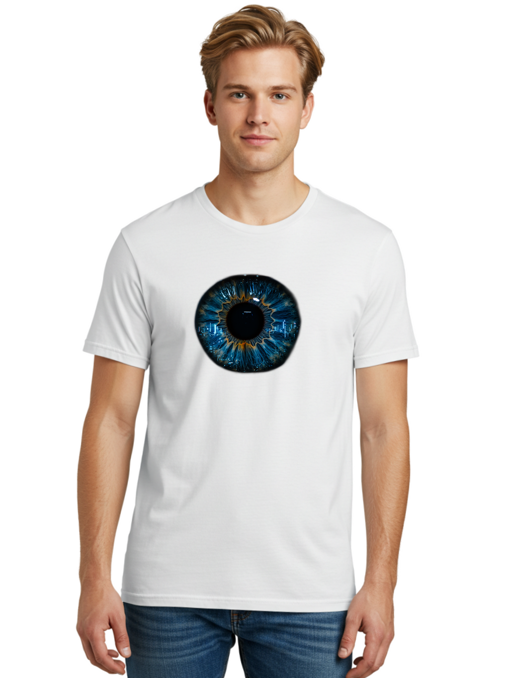 Cityscape-Eye-2 Men'S Graphic Tee, 100% Cotton, Comfortable Casual Summer Wear, Machine Washable, Vintage Camera, Old Camera, Antique Camera, Black Camera, Classic Photography, Photography Equipment, Nostalgic Device, Film Camera, Camera Art Bao240